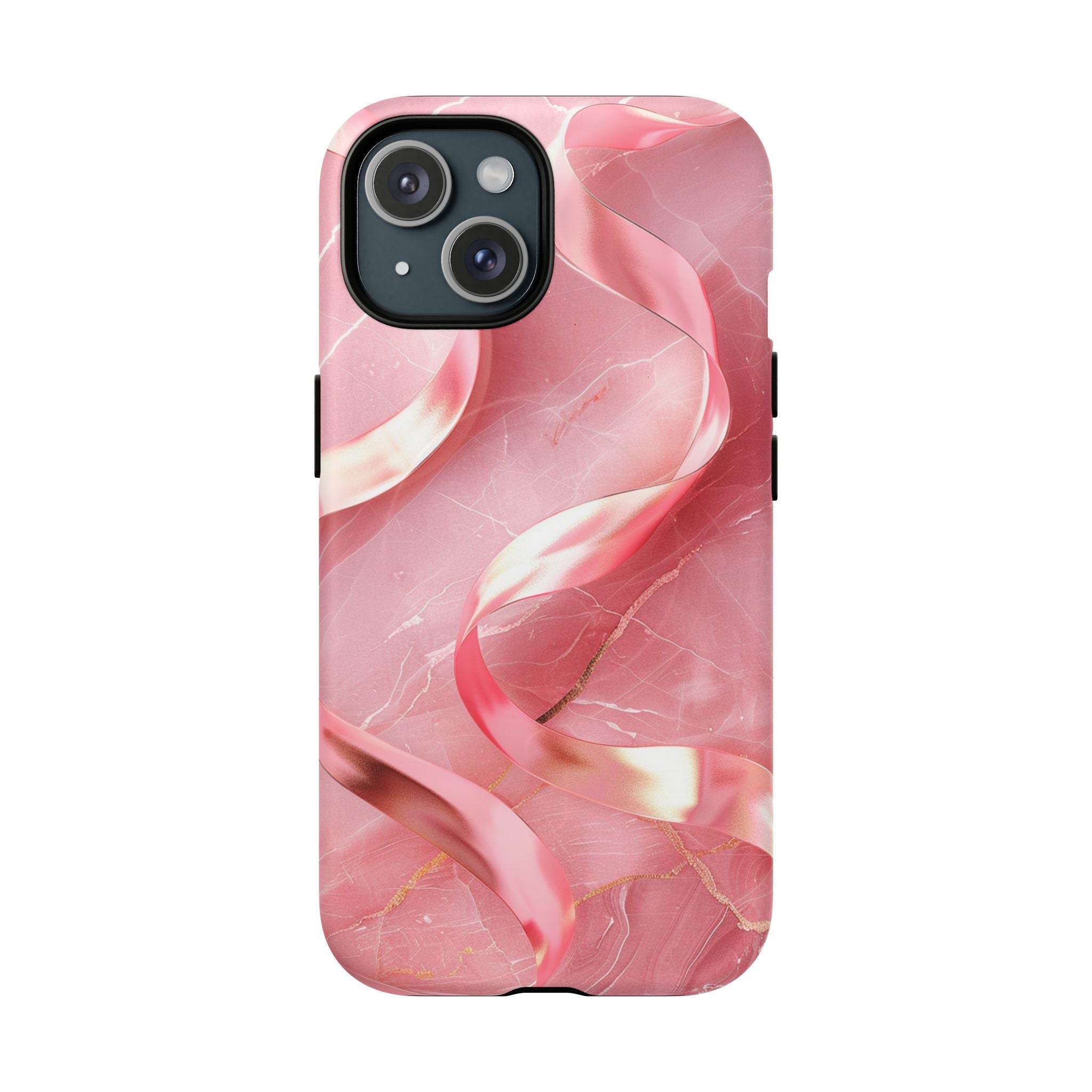 Pink Marble Tough Magnetic Phone Case — Abstract Rose Swirl Magnetic iPhone Cover