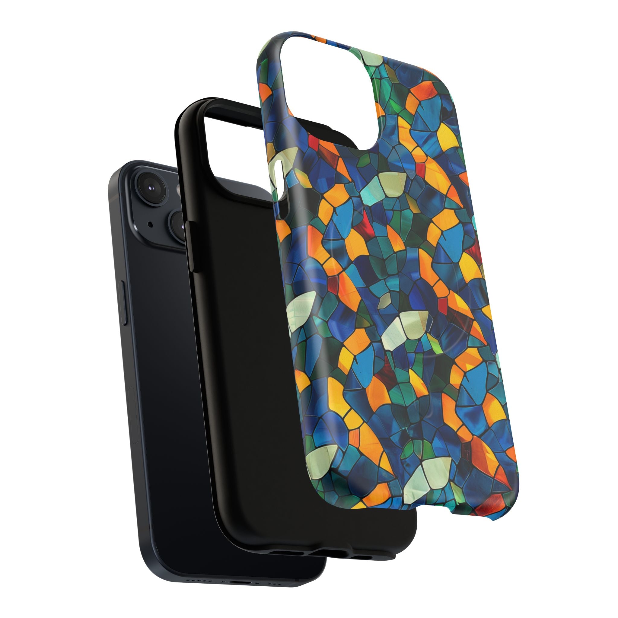 Stained Glass Mosaic Tough Magnetic Phone Case — Vibrant Abstract Protective Cover