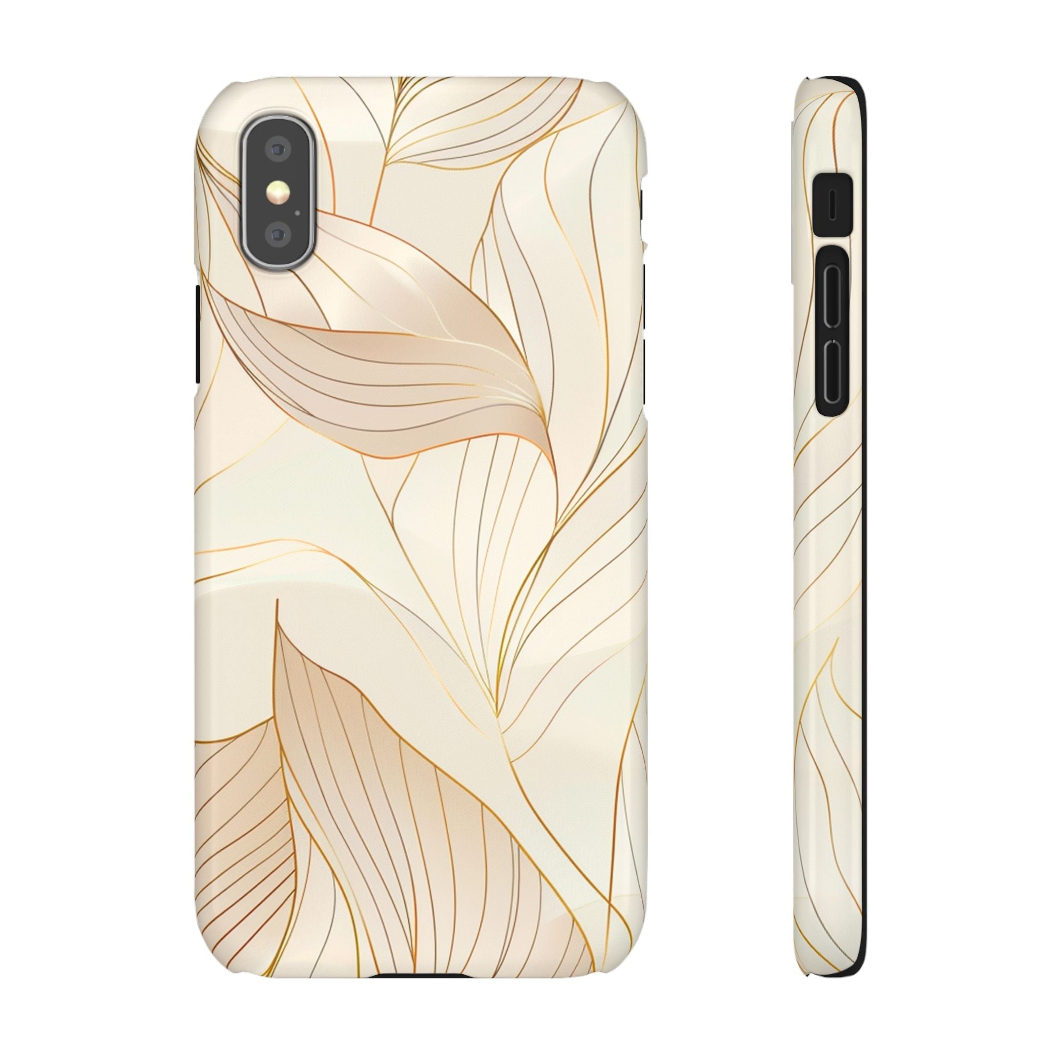 Floral Gold Leaf Phone Case — Elegant Neutral Botanical Snap Case