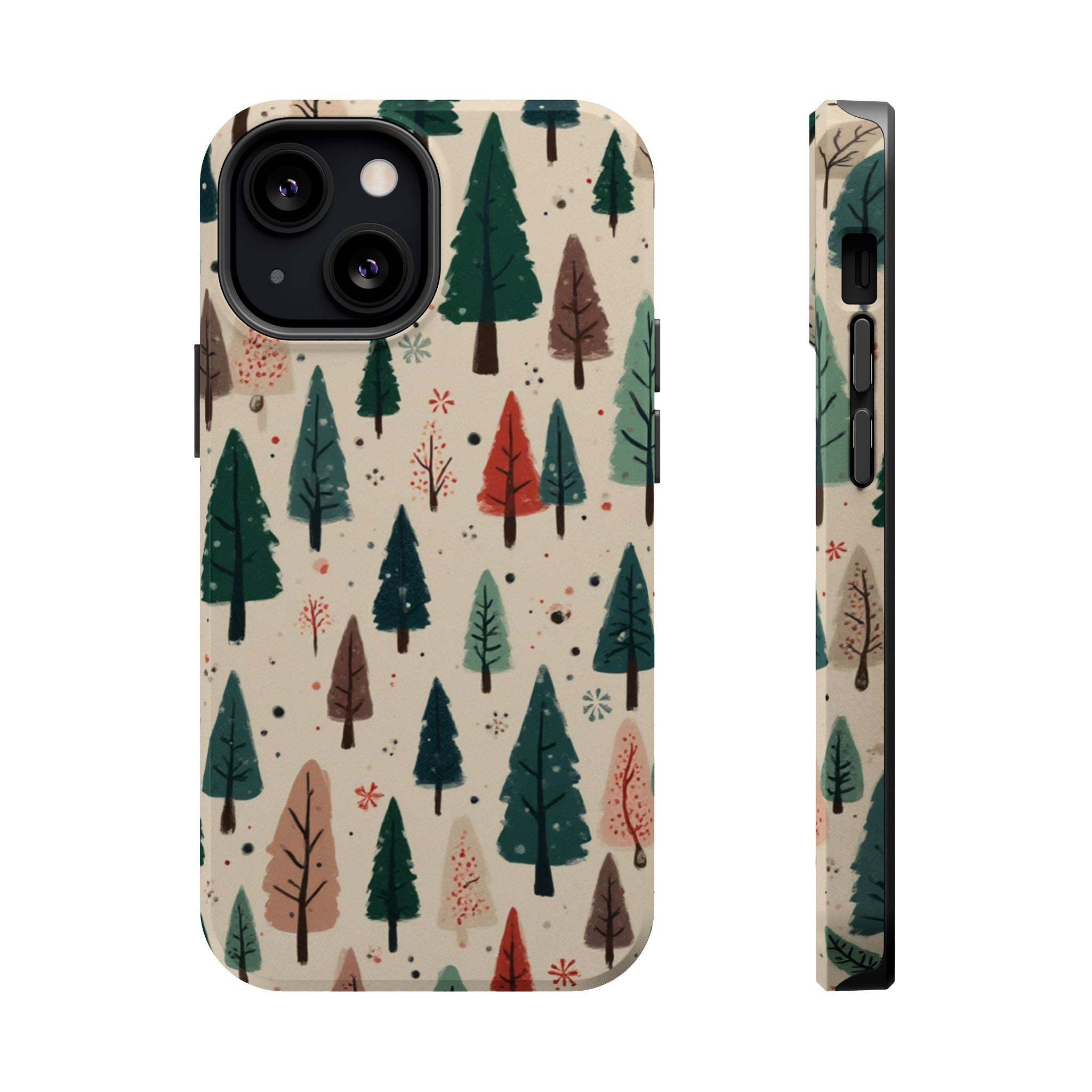 Forest Pattern Magnetic Impact-Resistant Phone Case — Winter Tree Design