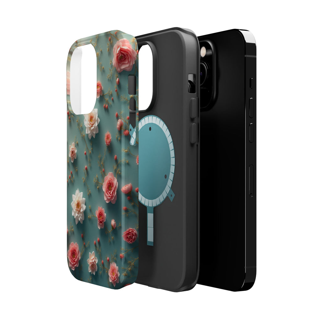 Floral Rose Pattern Magnetic Impact-Resistant Phone Case