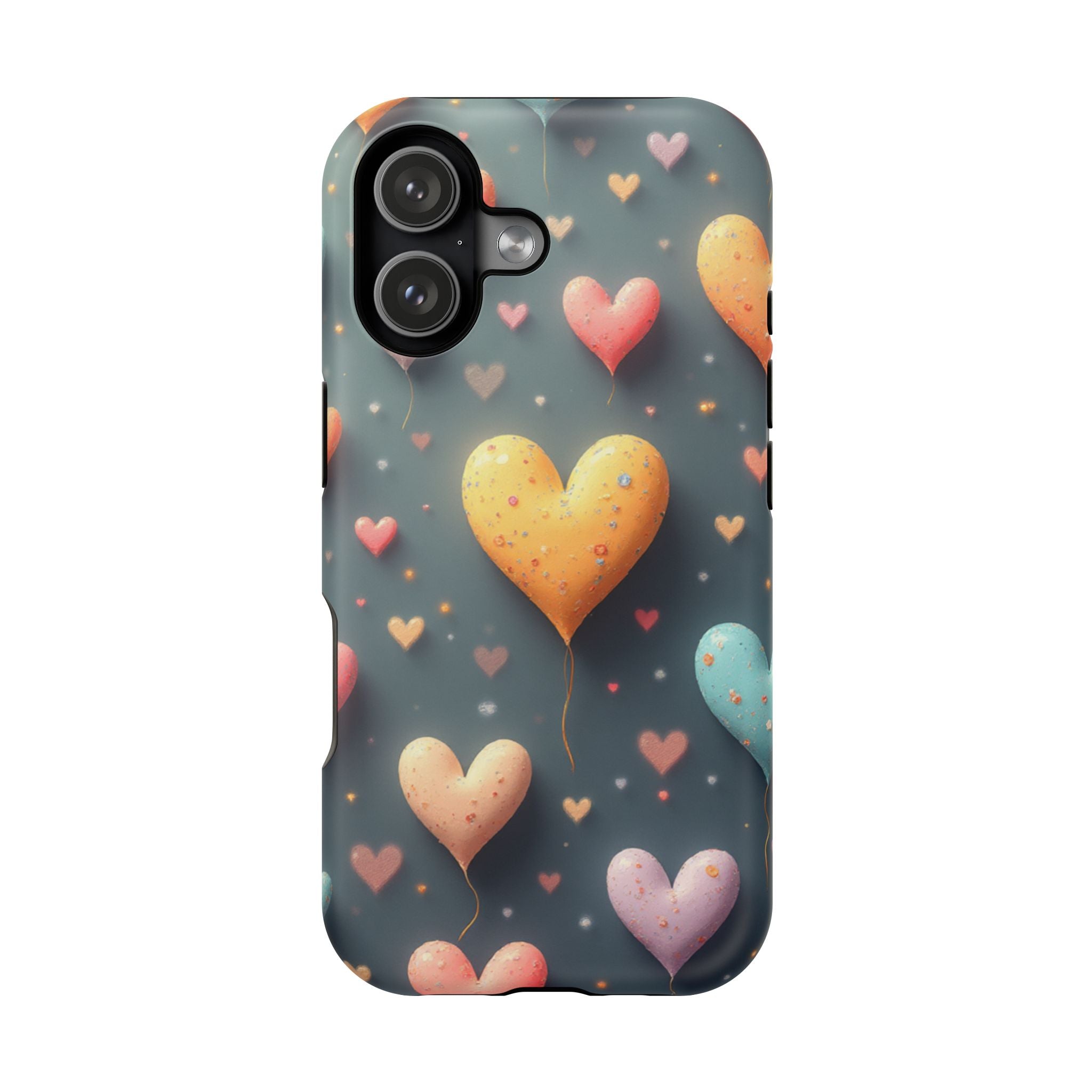 Magnetic Impact-Resistant Phone Case — Colorful Floating Heart Design