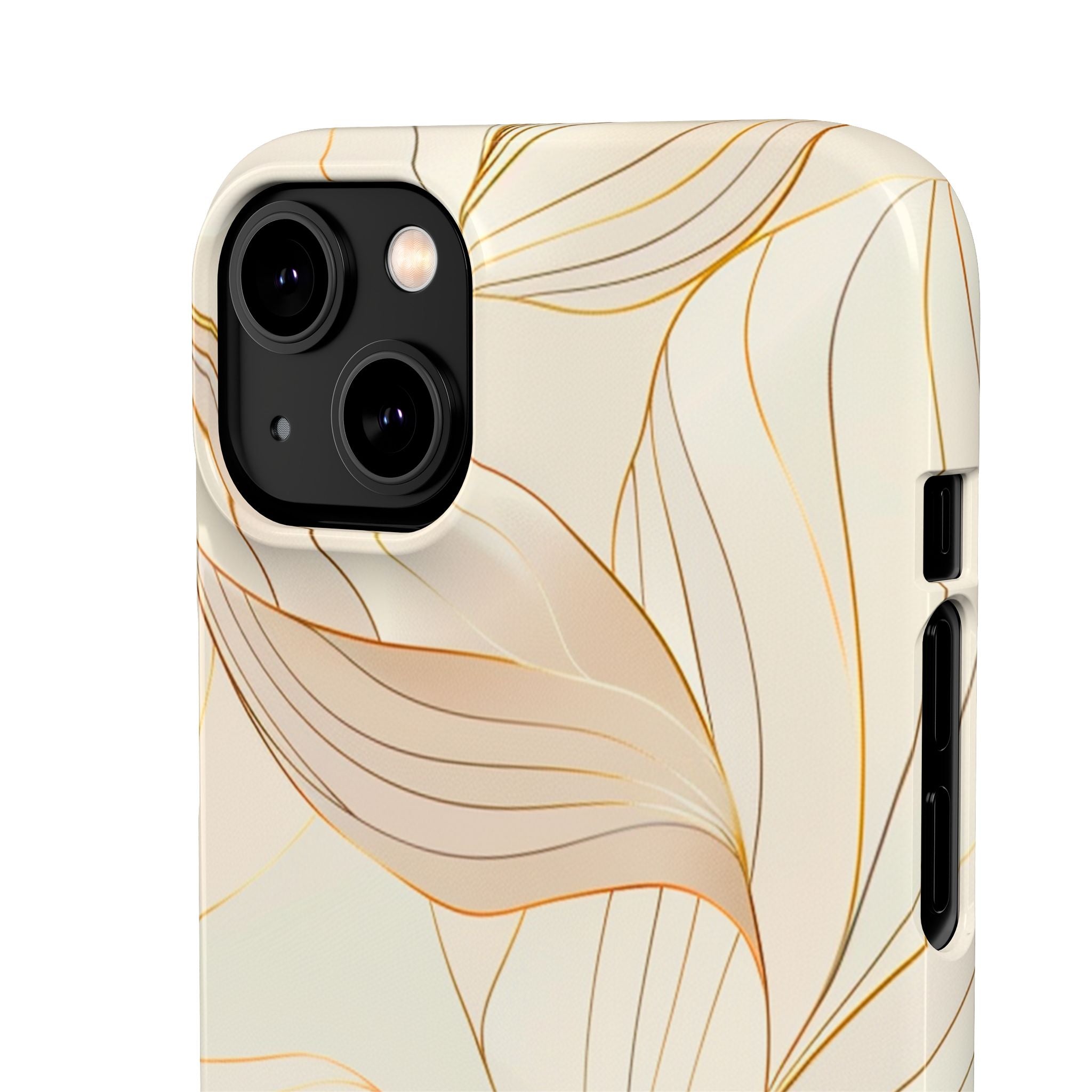 Floral Gold Leaf Phone Case — Elegant Neutral Botanical Snap Case