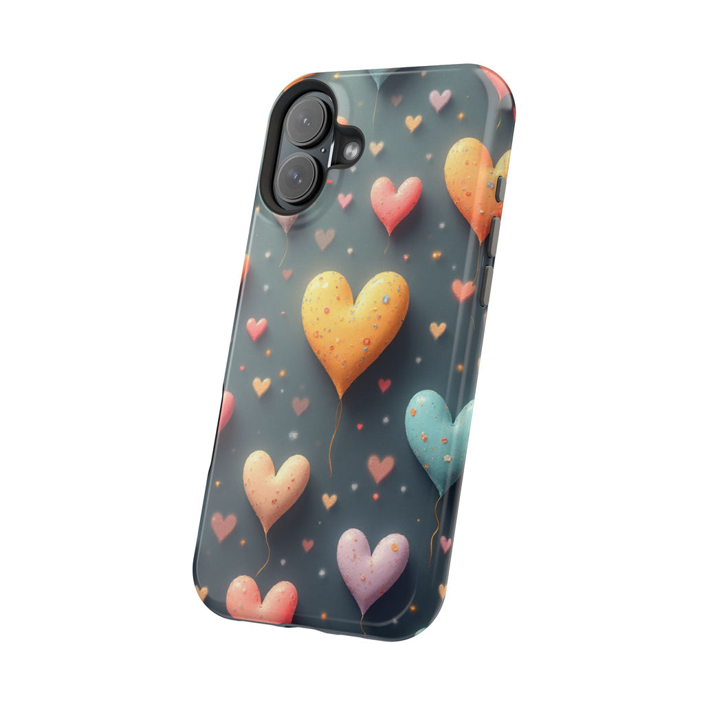 Magnetic Impact-Resistant Phone Case — Colorful Floating Heart Design