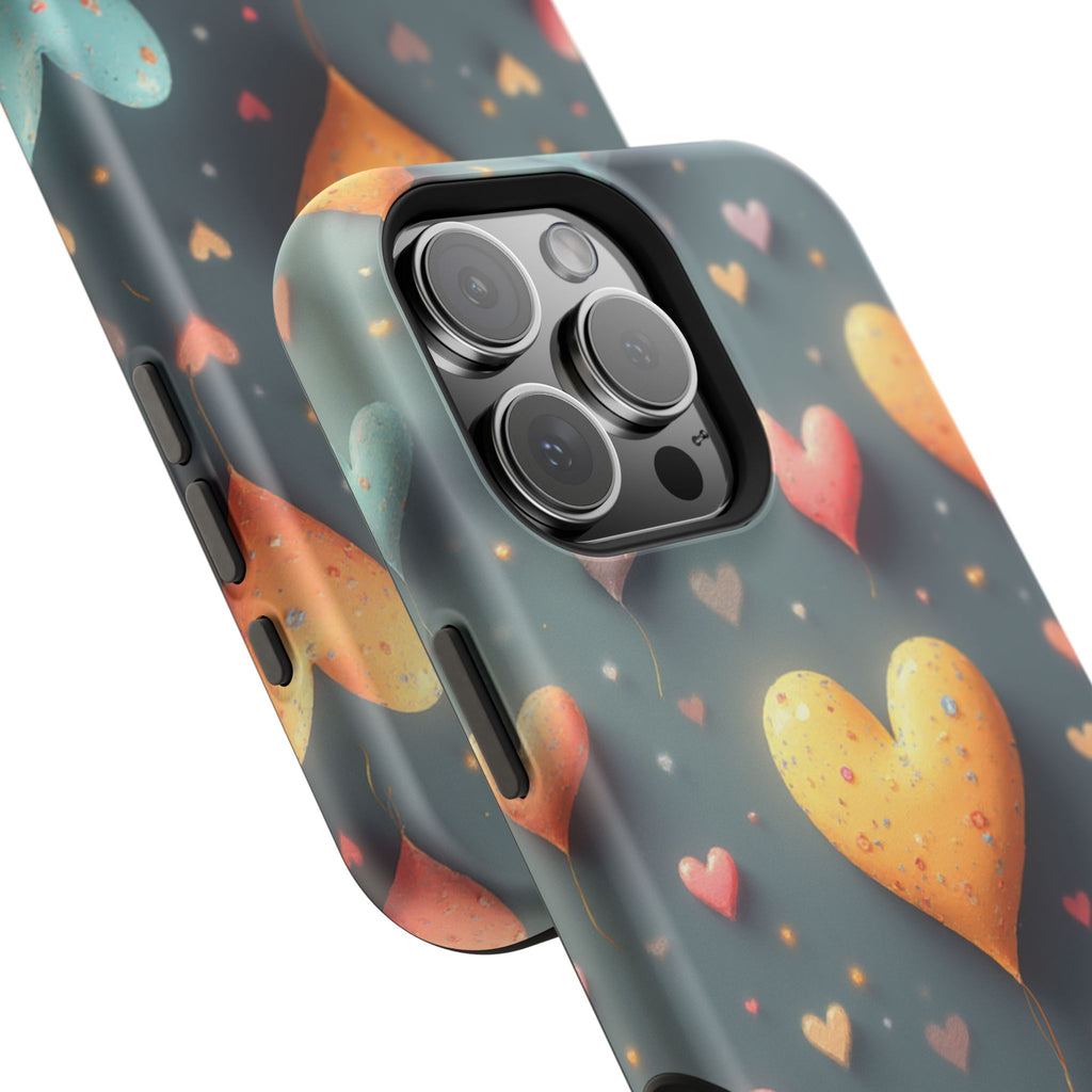 Magnetic Impact-Resistant Phone Case — Colorful Floating Heart Design