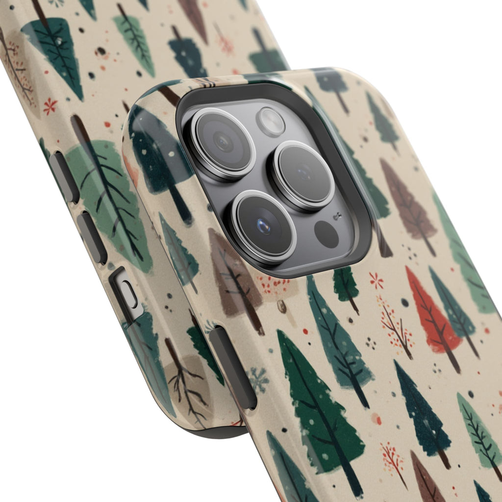 Forest Pattern Magnetic Impact-Resistant Phone Case — Winter Tree Design