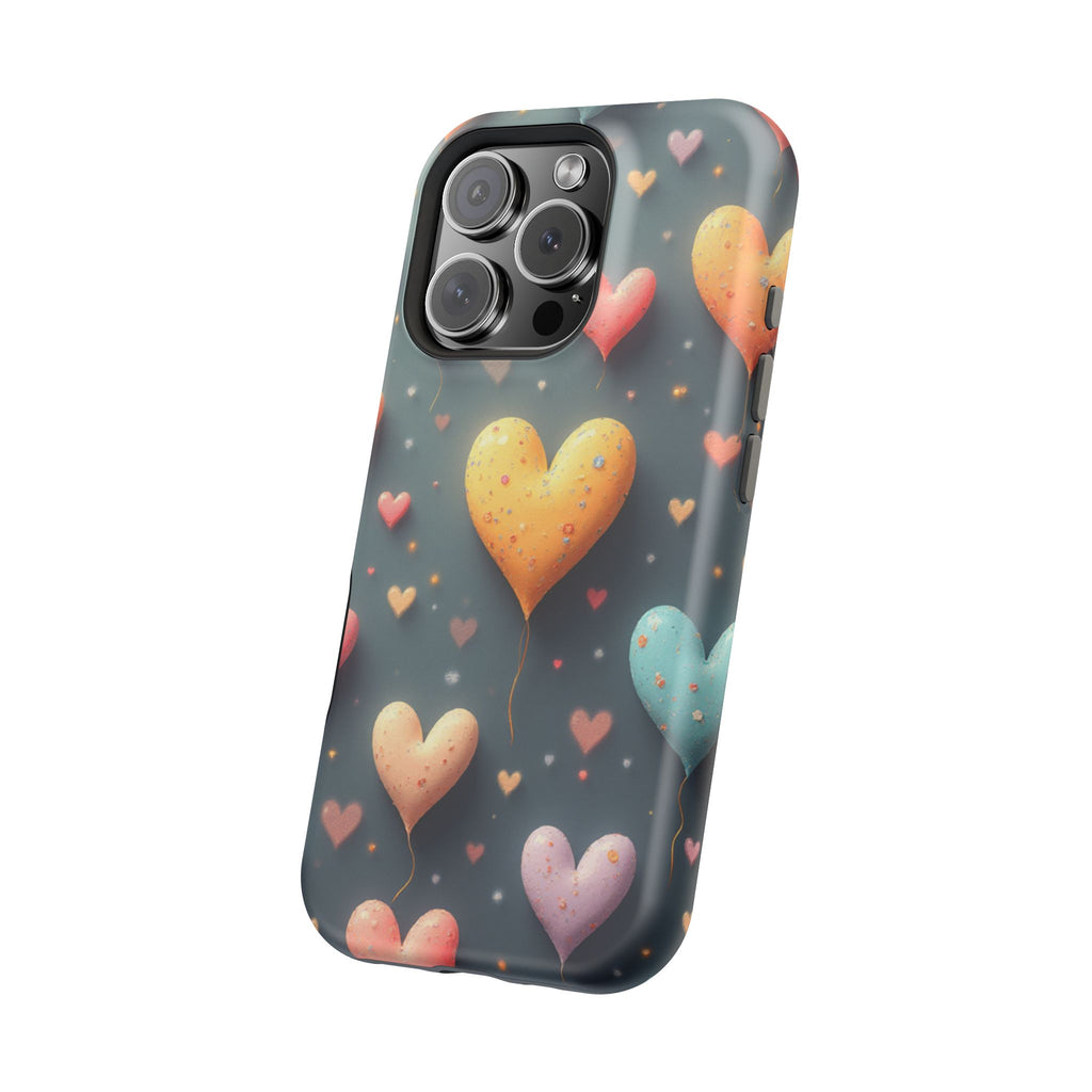 Magnetic Impact-Resistant Phone Case — Colorful Floating Heart Design