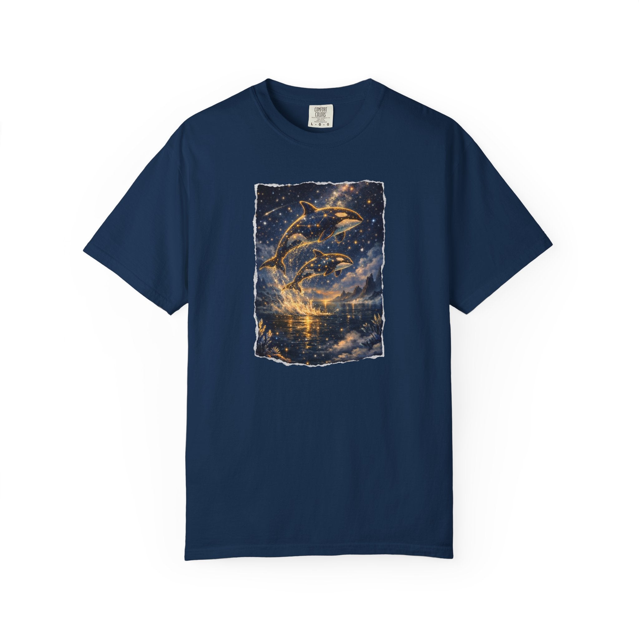 Dolphins T-Shirt — Glowing Night Sky Ocean Dolphins Tee