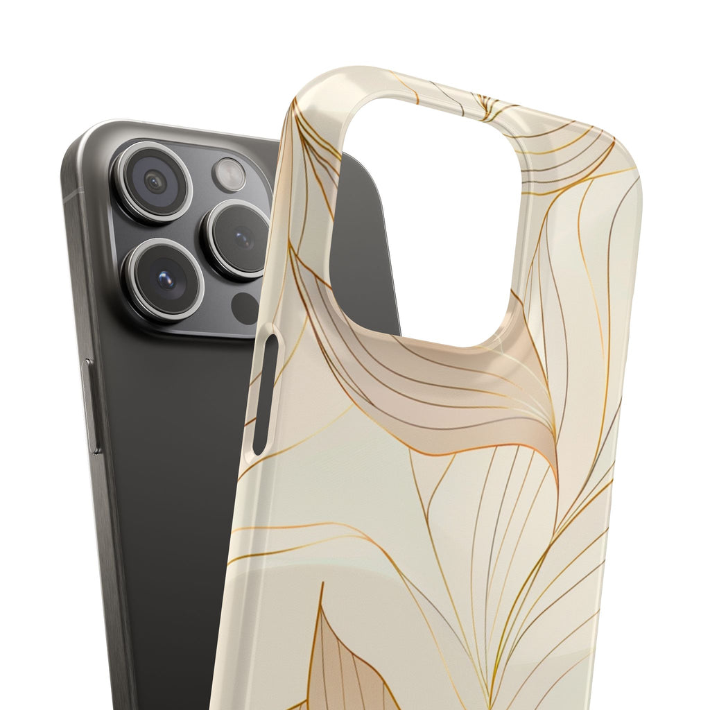 Floral Gold Leaf Phone Case — Elegant Neutral Botanical Snap Case