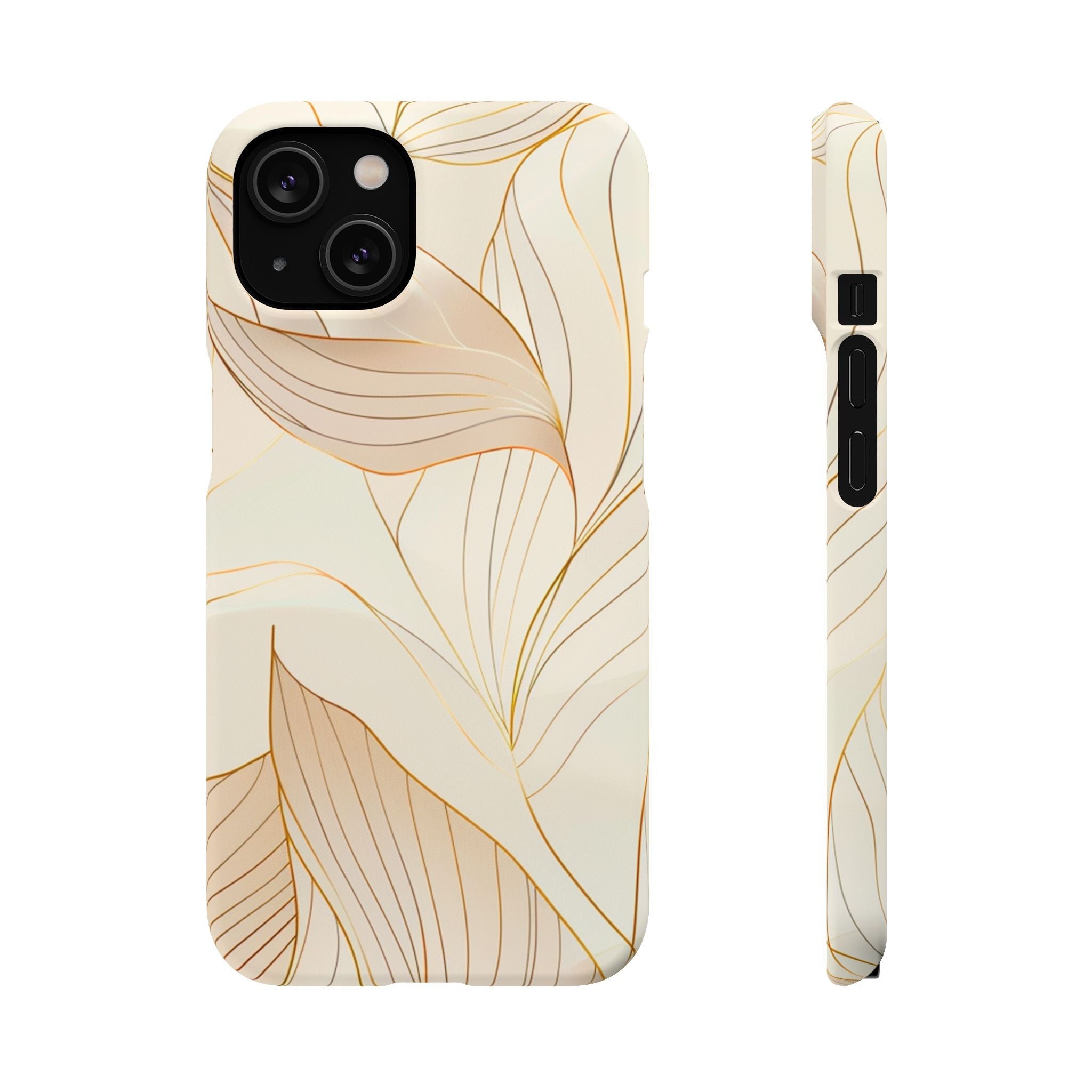 Floral Gold Leaf Phone Case — Elegant Neutral Botanical Snap Case