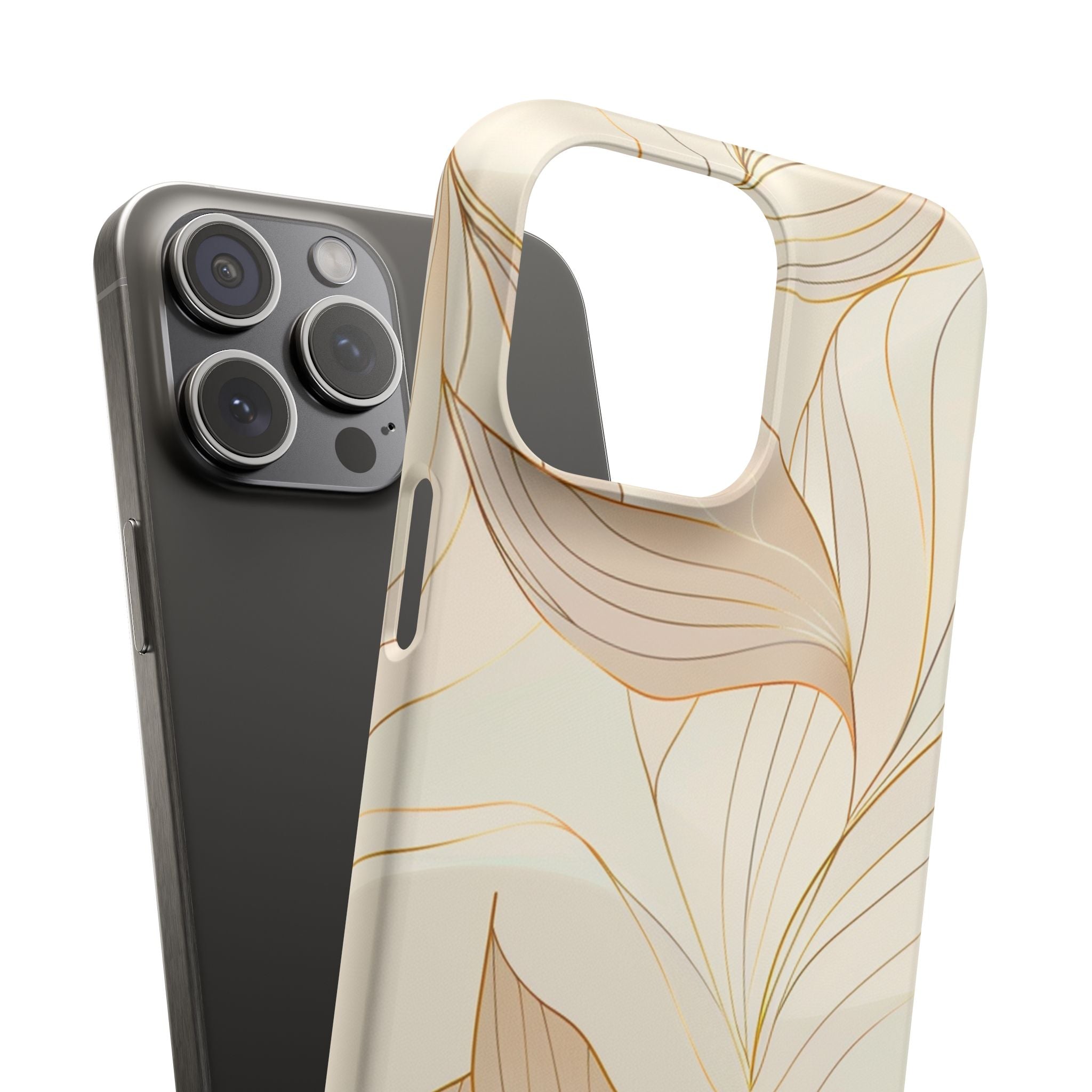Floral Gold Leaf Phone Case — Elegant Neutral Botanical Snap Case
