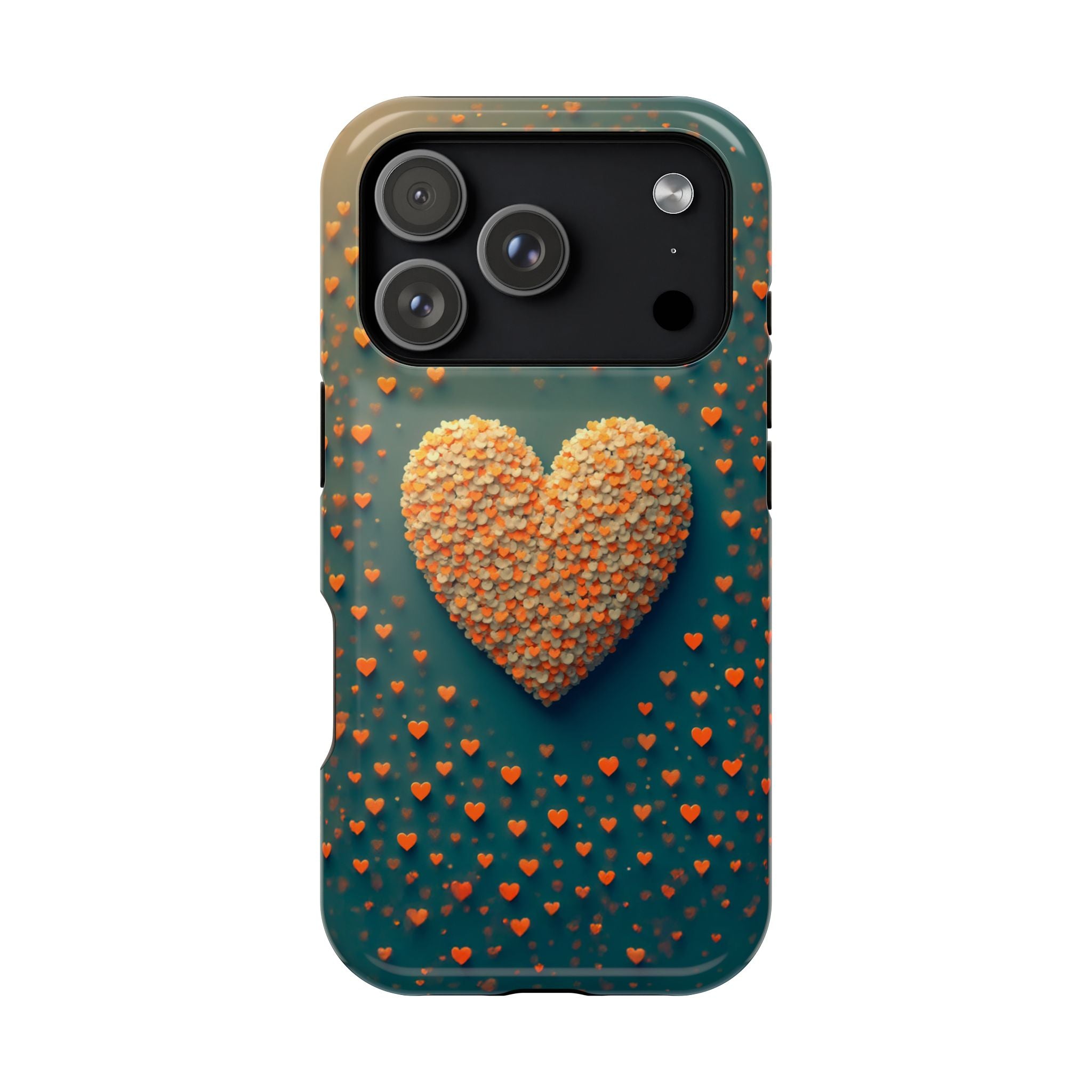 Magnetic Impact-Resistant Phone Case — Textured Heart Confetti Design