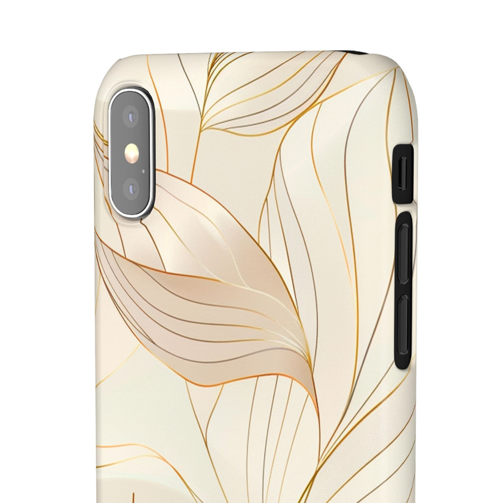 Floral Gold Leaf Phone Case — Elegant Neutral Botanical Snap Case