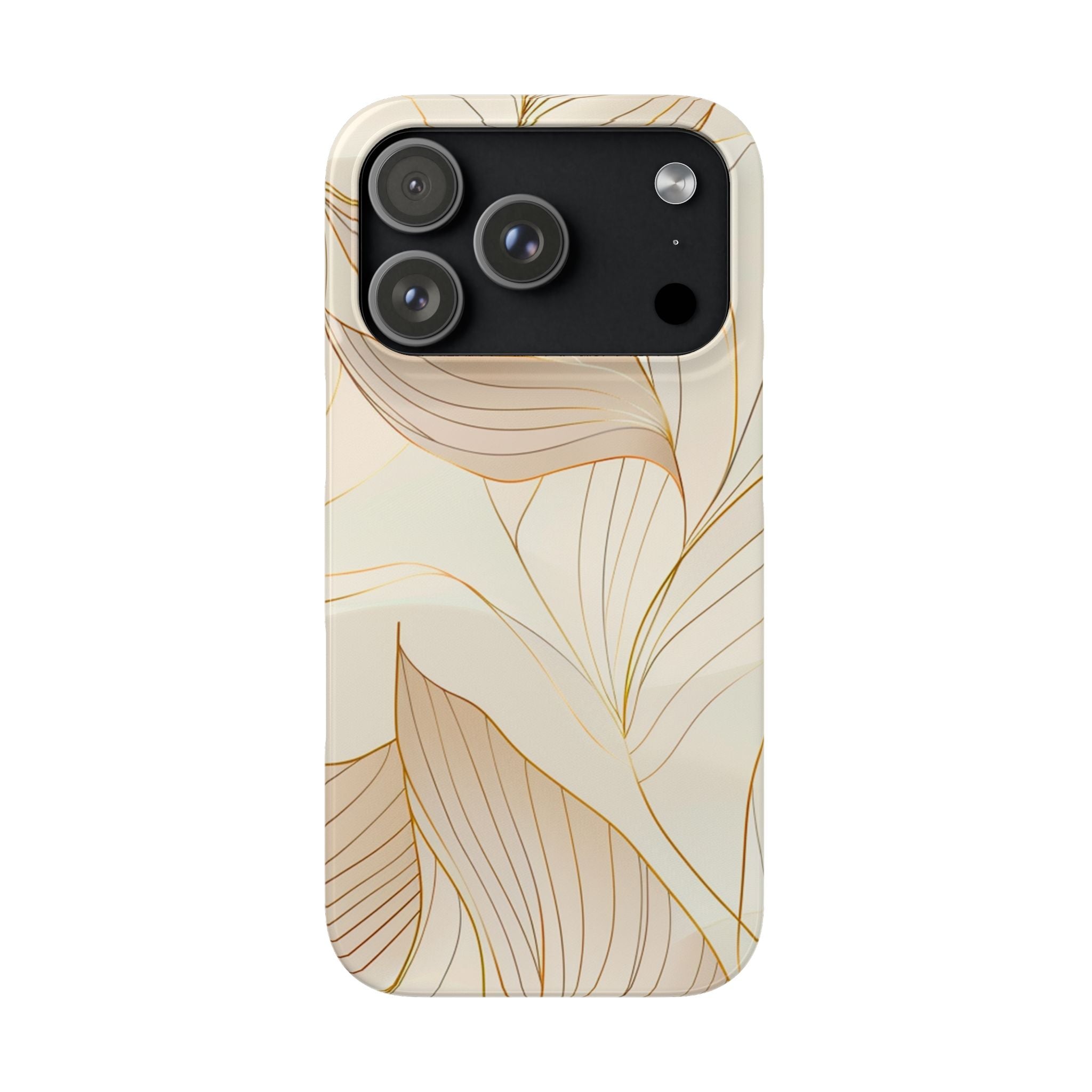 Floral Gold Leaf Phone Case — Elegant Neutral Botanical Snap Case