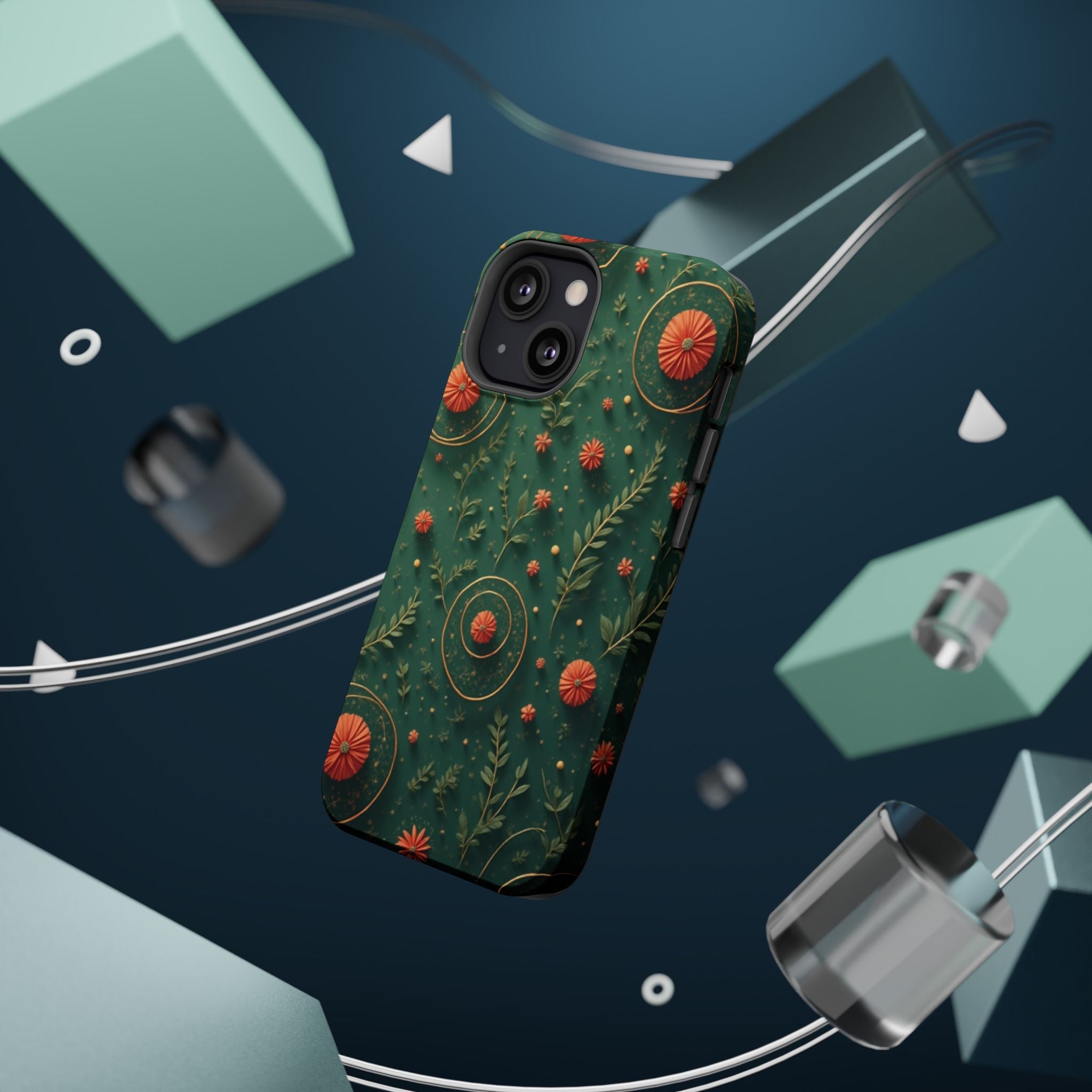 Floral Green Magnetic Impact Phone Case — Protective Botanical Design