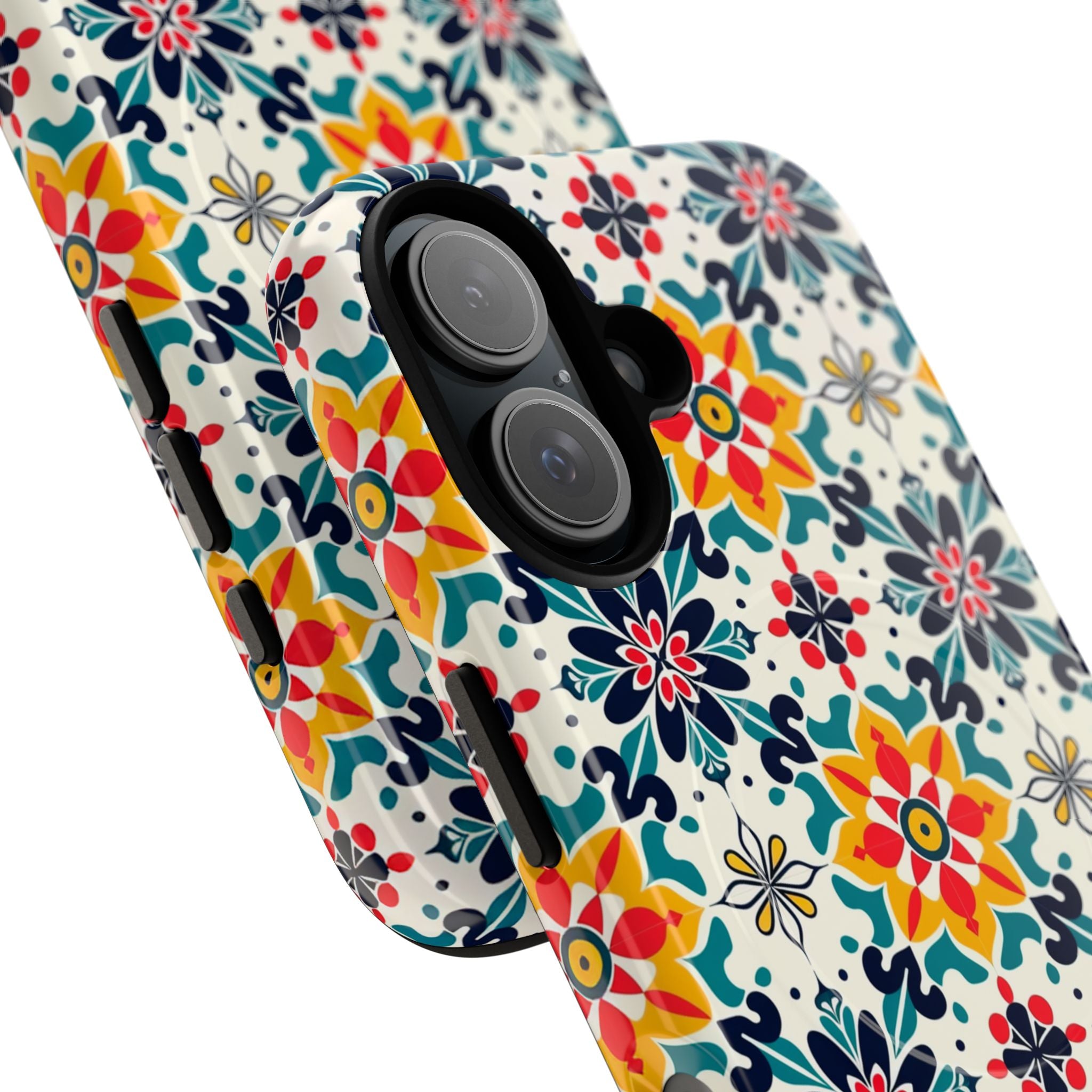 Floral Mosaic Tough Magnetic Phone Case — Colorful Boho Protective Cover