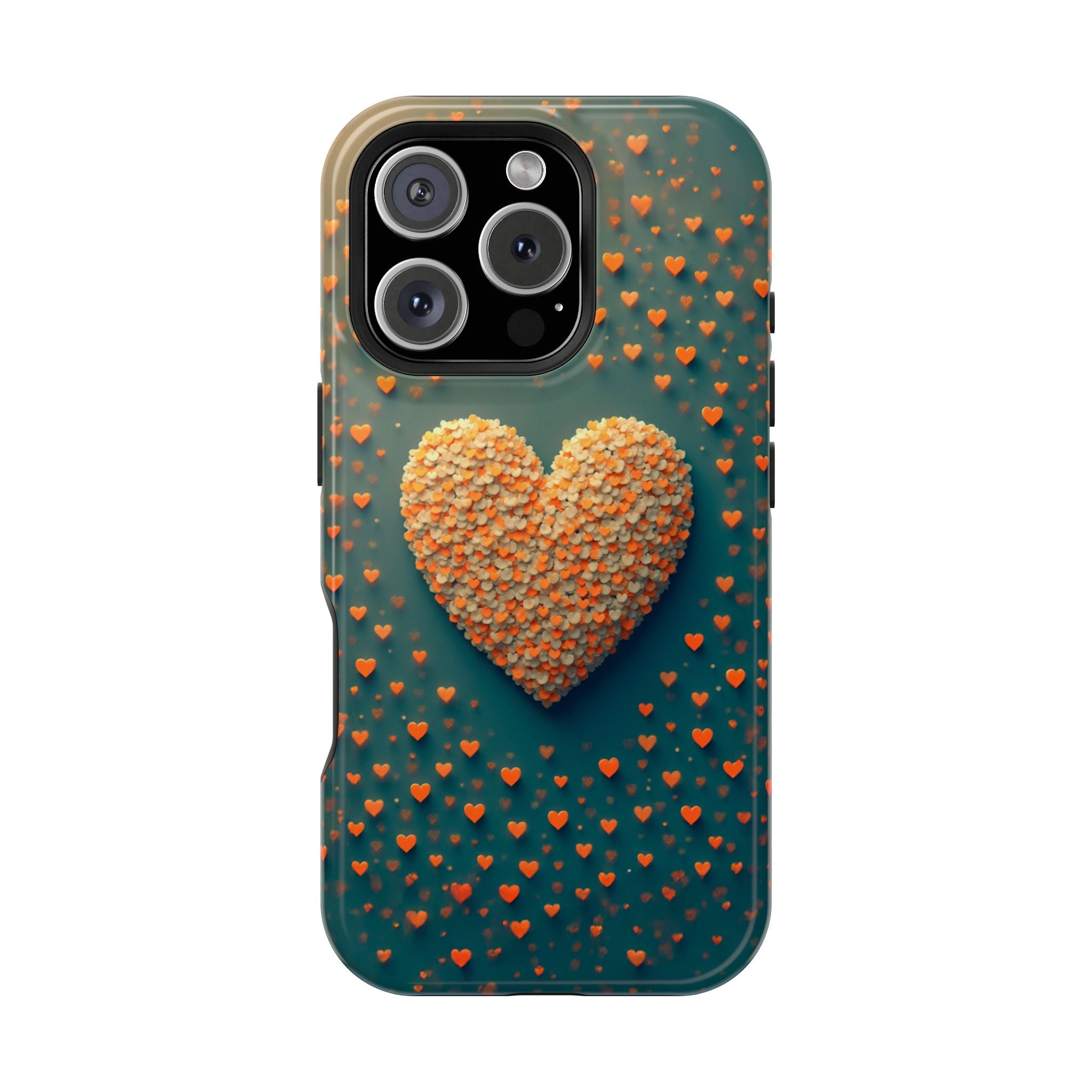 Magnetic Impact-Resistant Phone Case — Textured Heart Confetti Design