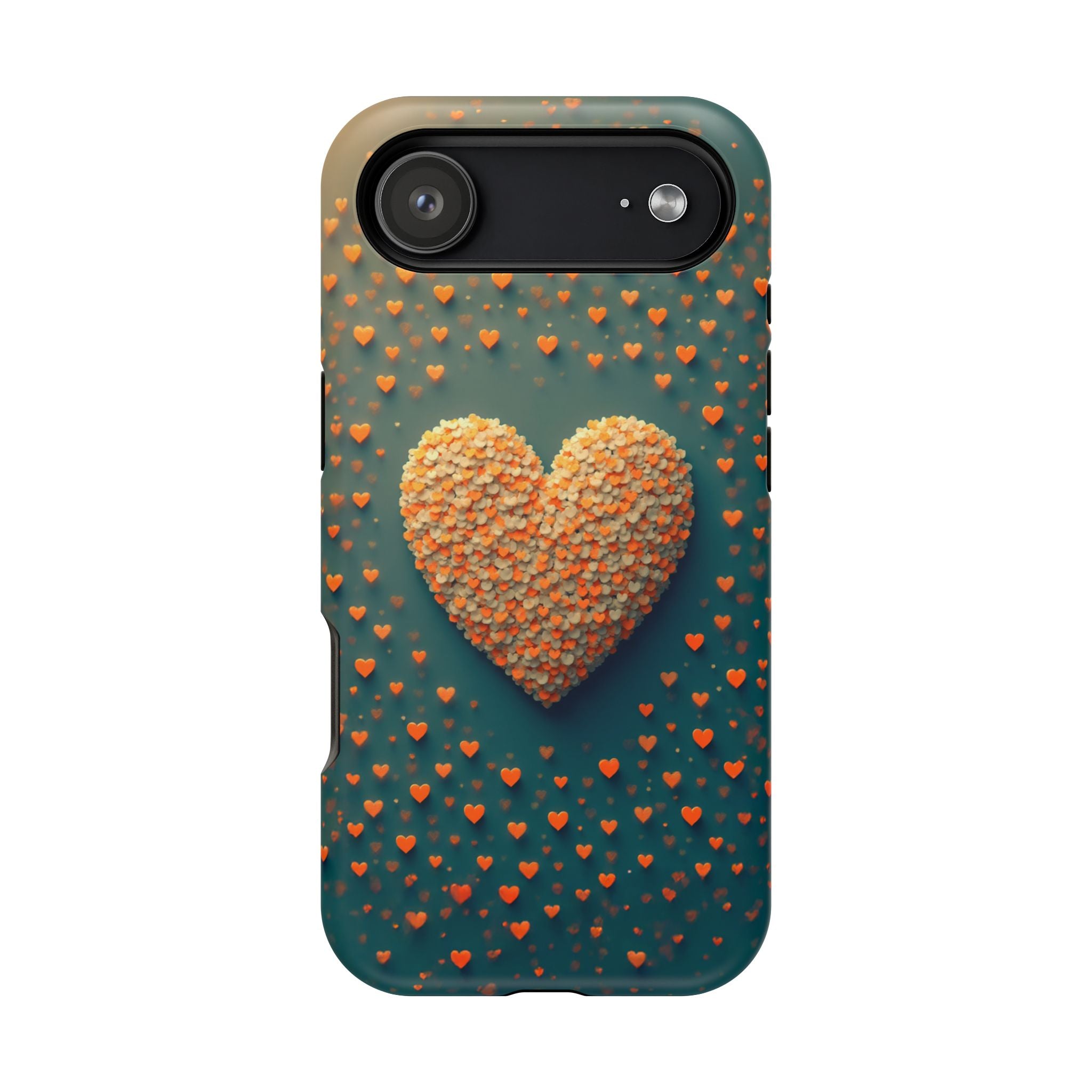 Magnetic Impact-Resistant Phone Case — Textured Heart Confetti Design