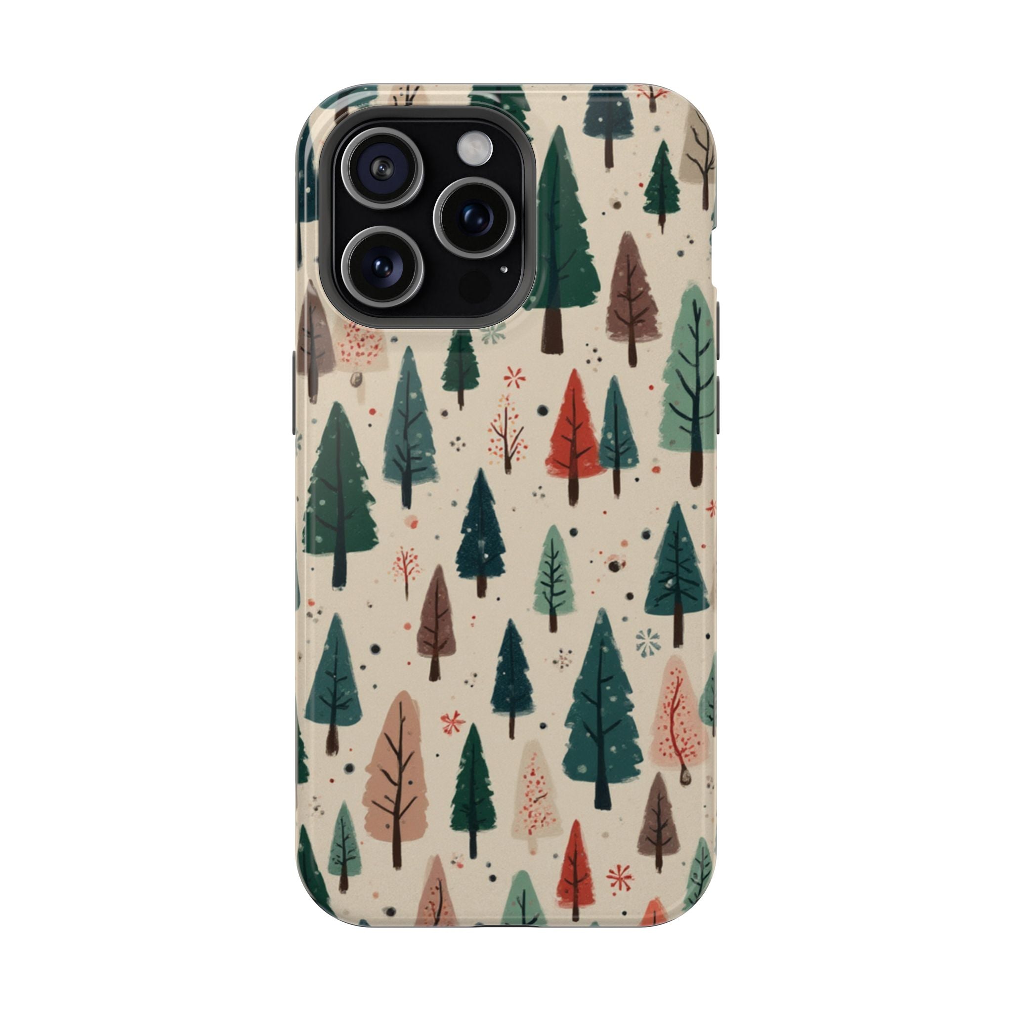 Forest Pattern Magnetic Impact-Resistant Phone Case — Winter Tree Design