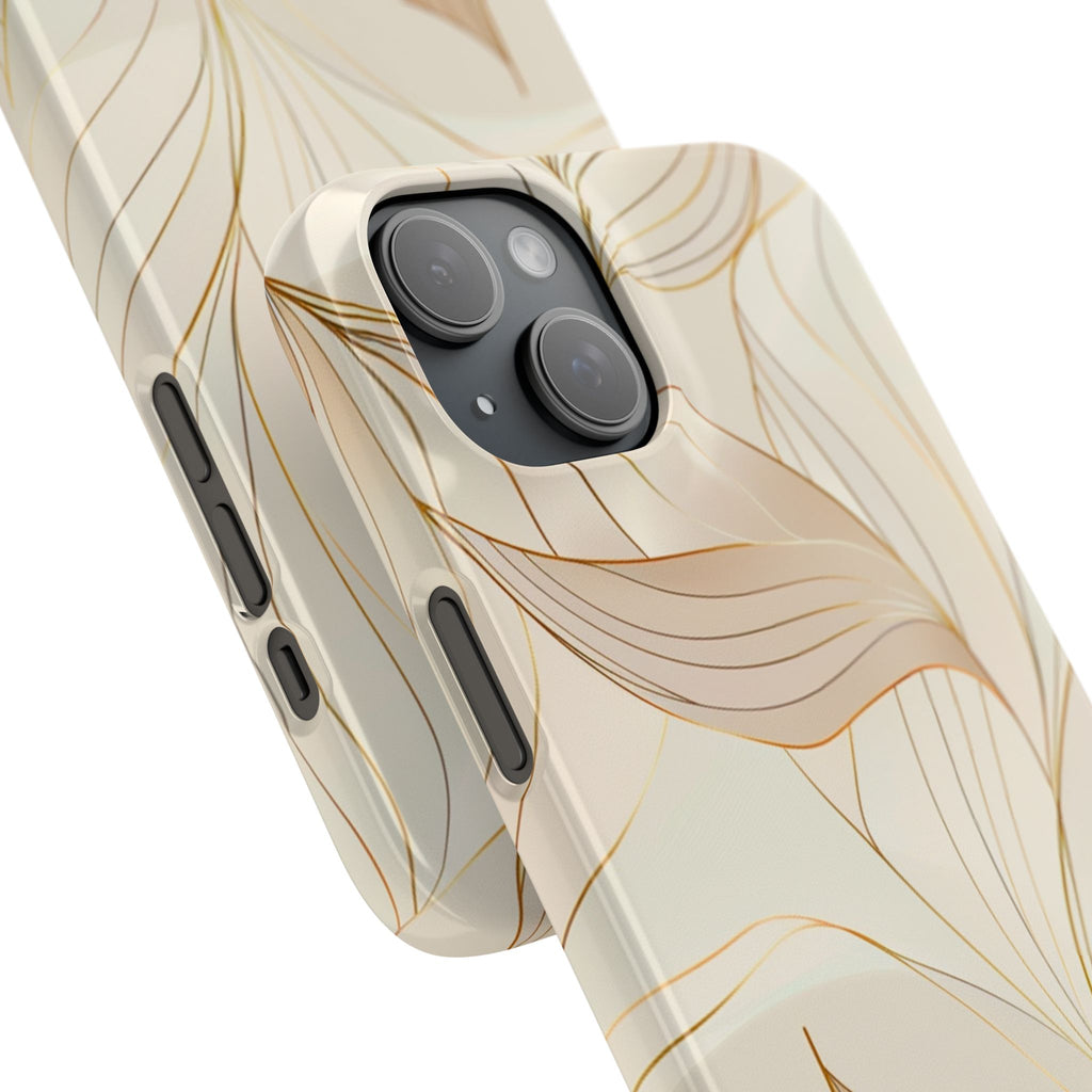 Floral Gold Leaf Phone Case — Elegant Neutral Botanical Snap Case