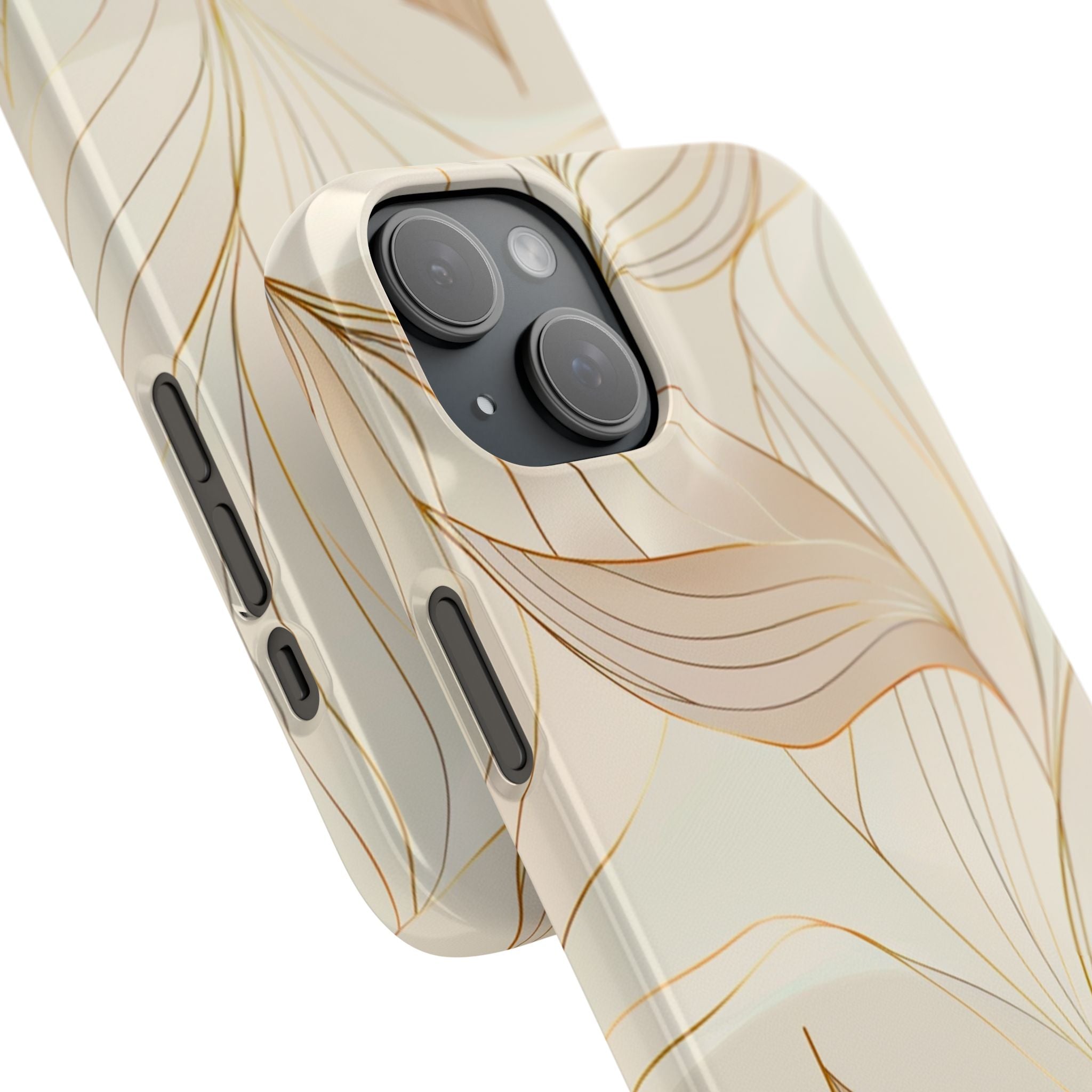 Floral Gold Leaf Phone Case — Elegant Neutral Botanical Snap Case