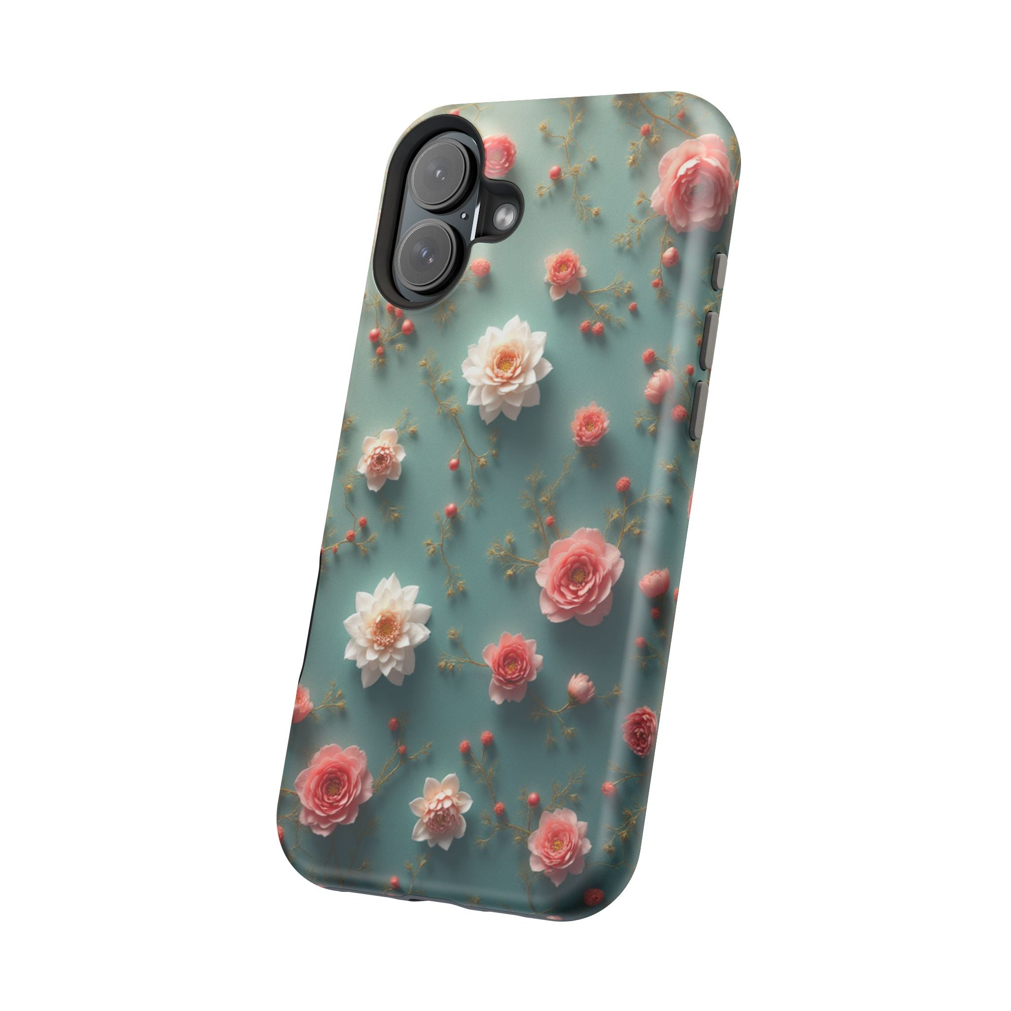 Floral Rose Pattern Magnetic Impact-Resistant Phone Case