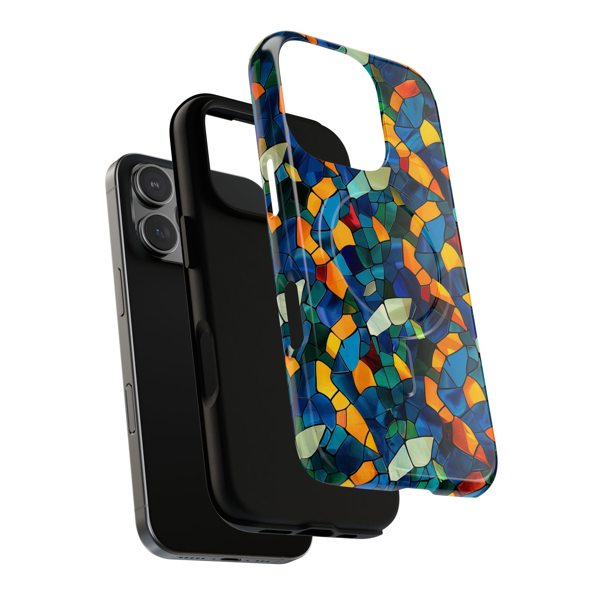 Stained Glass Mosaic Tough Magnetic Phone Case — Vibrant Abstract Protective Cover