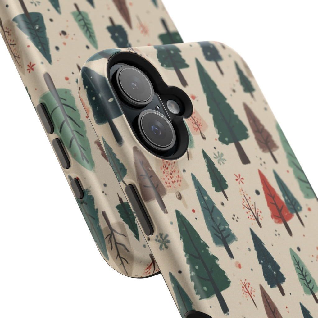 Forest Pattern Magnetic Impact-Resistant Phone Case — Winter Tree Design