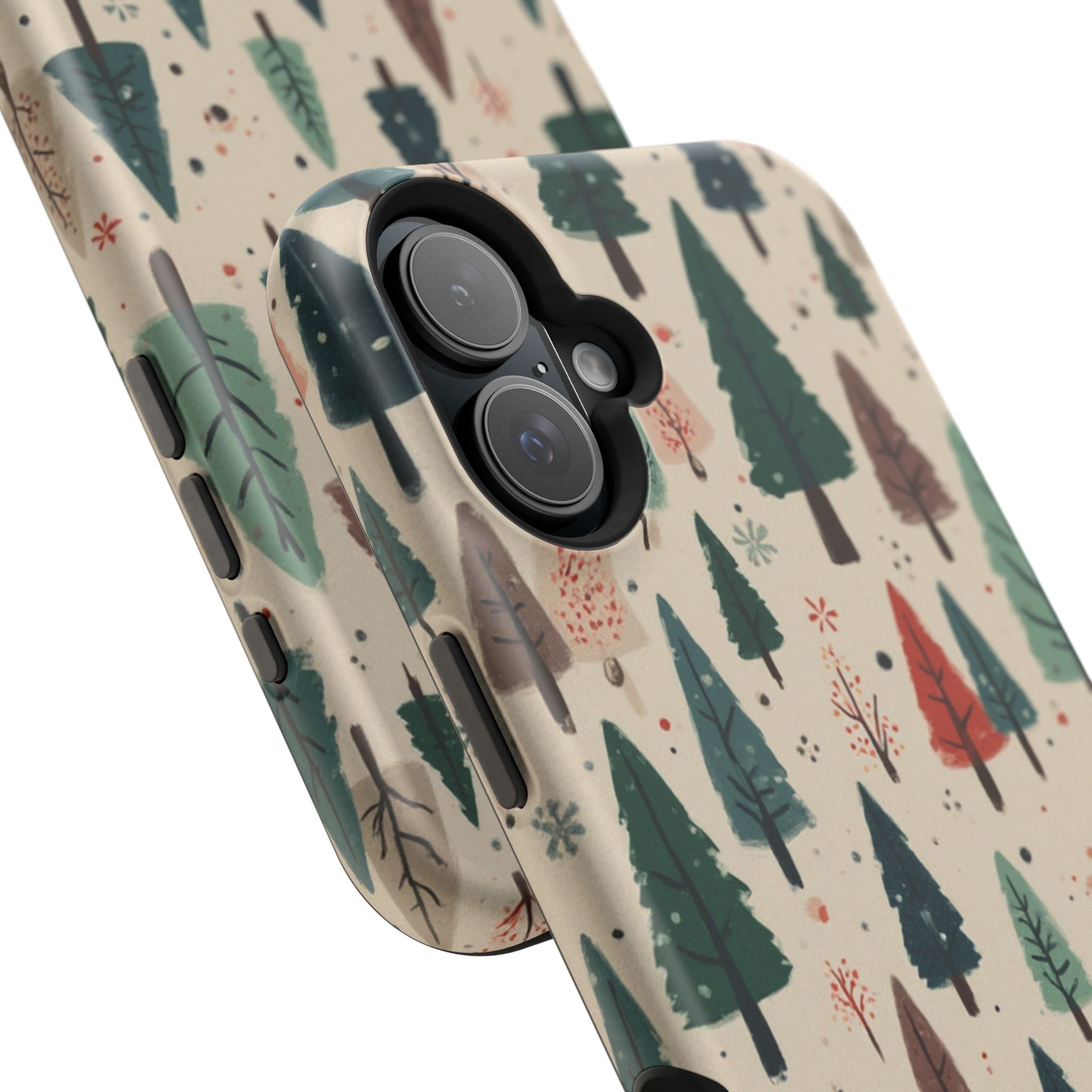 Forest Pattern Magnetic Impact-Resistant Phone Case — Winter Tree Design