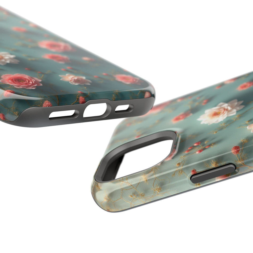 Floral Rose Pattern Magnetic Impact-Resistant Phone Case