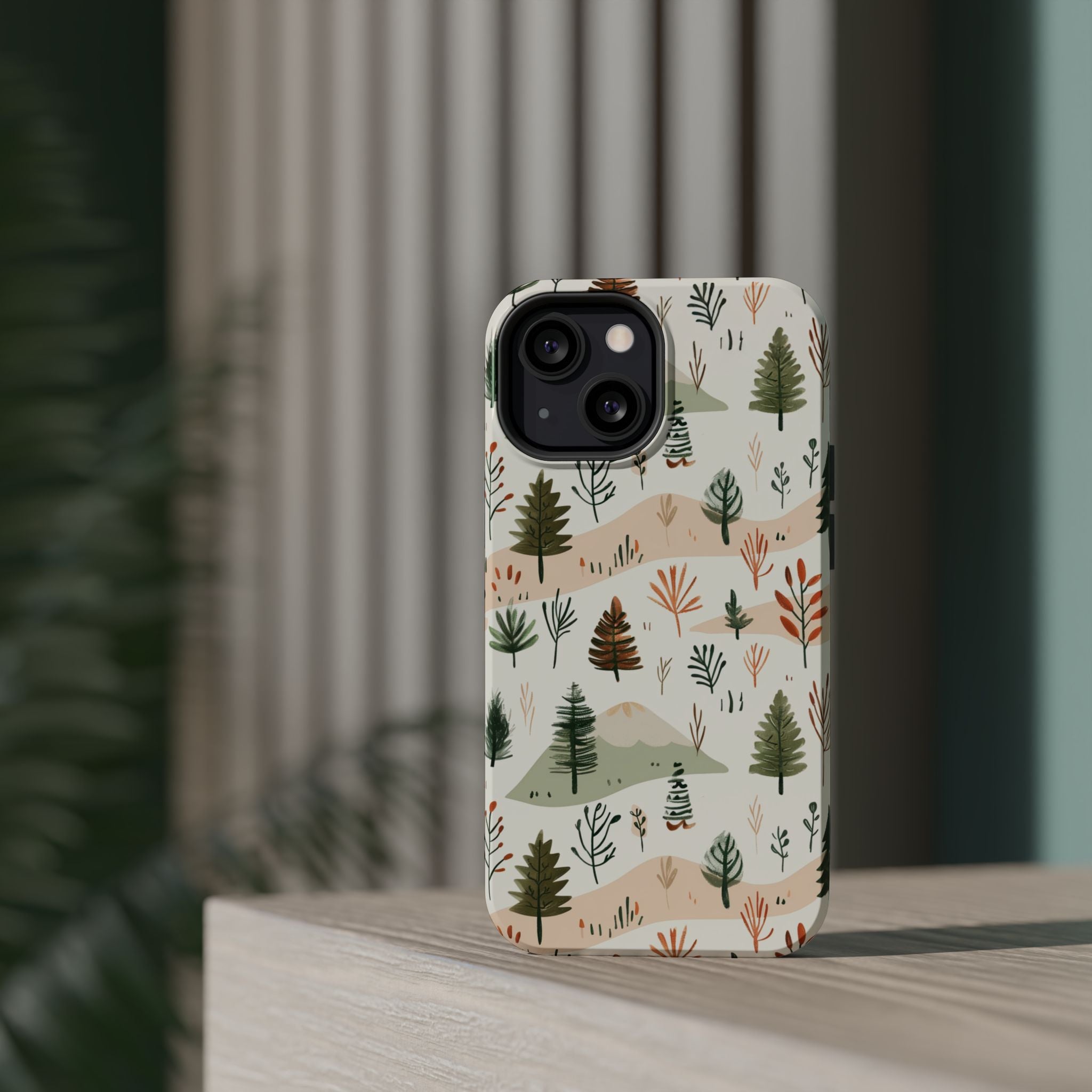 Magnetic Impact-Resistant Phone Case — Woodland Trees Pattern