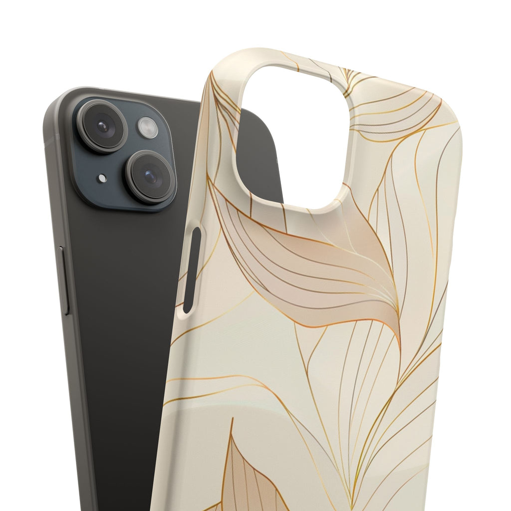 Floral Gold Leaf Phone Case — Elegant Neutral Botanical Snap Case