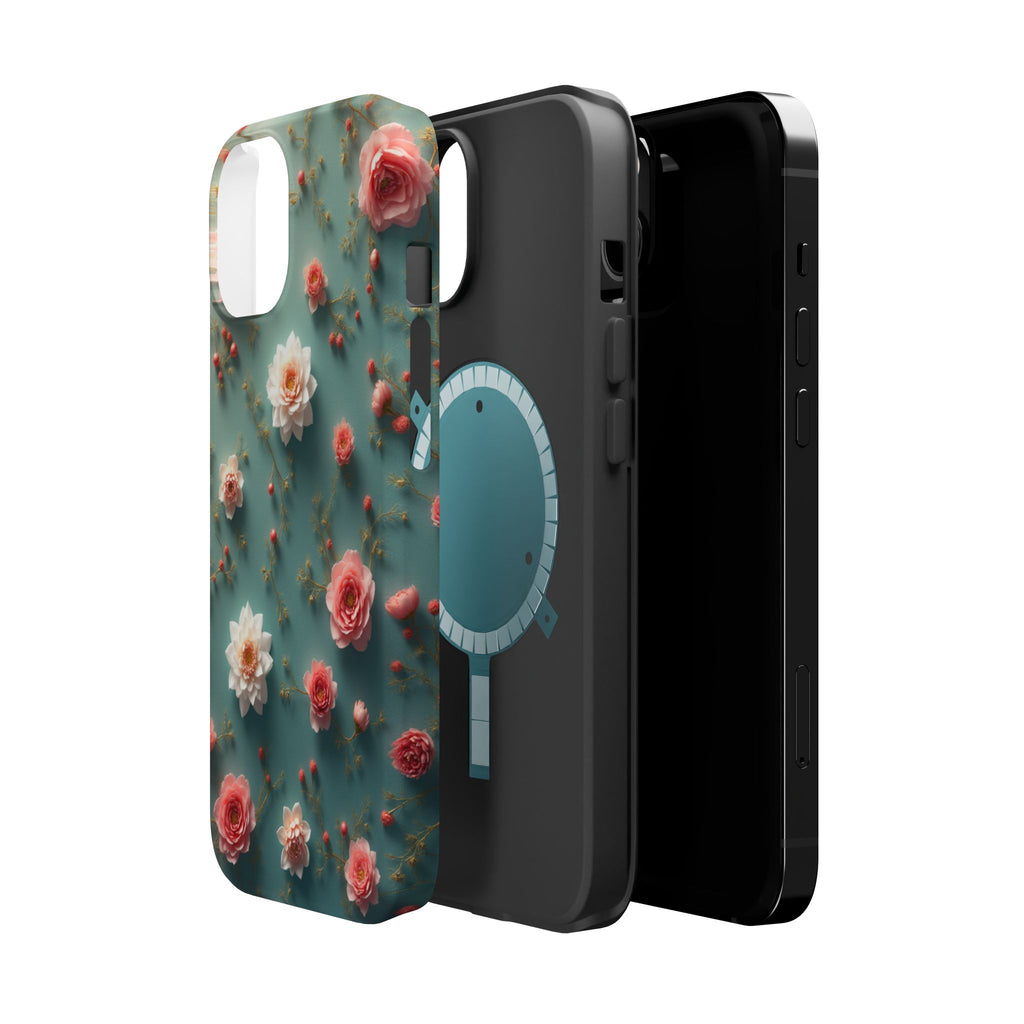 Floral Rose Pattern Magnetic Impact-Resistant Phone Case