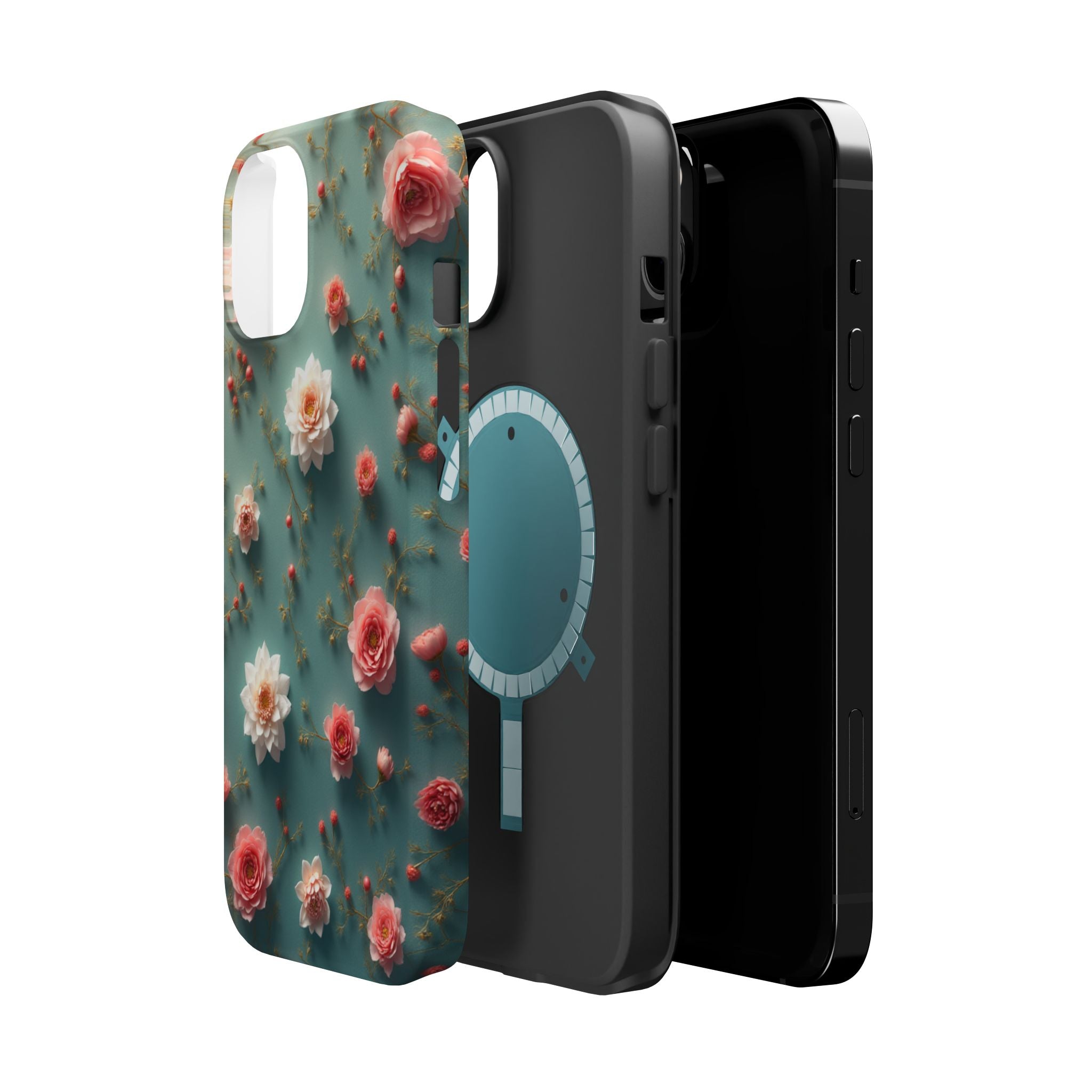 Floral Rose Pattern Magnetic Impact-Resistant Phone Case