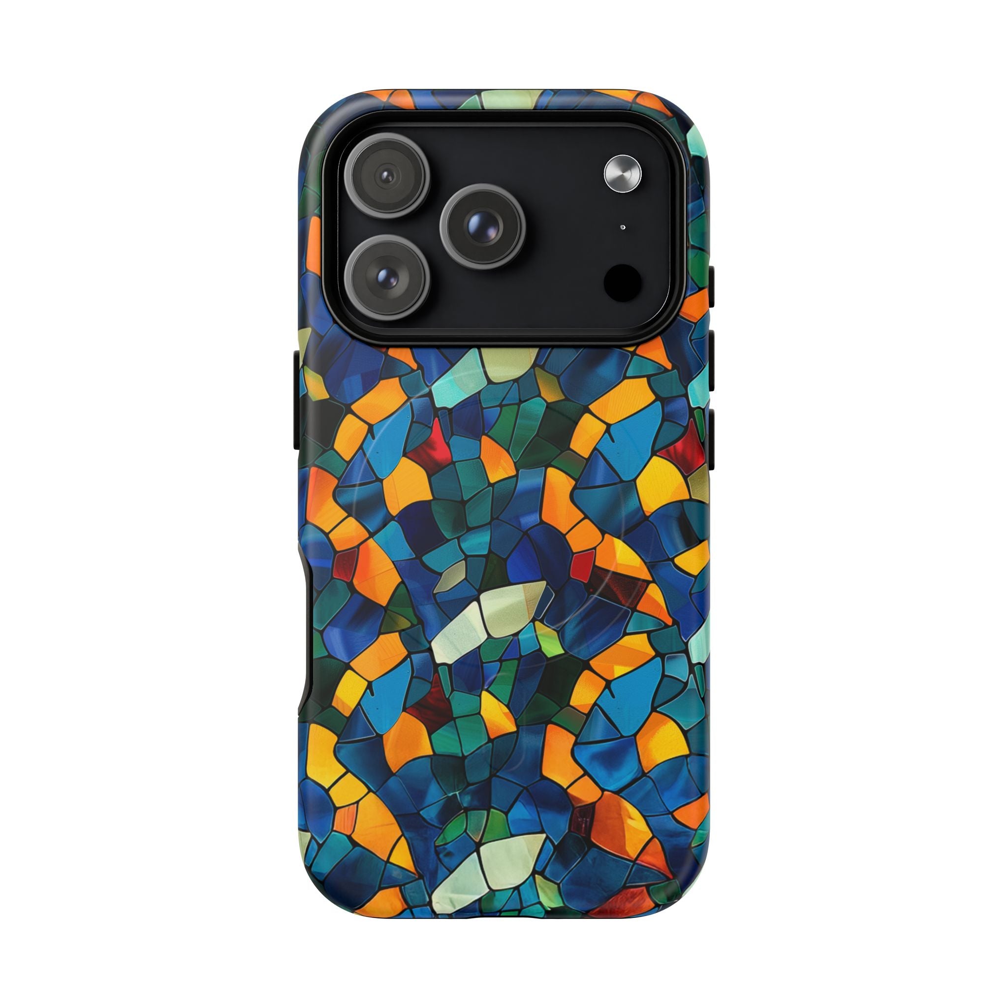Stained Glass Mosaic Tough Magnetic Phone Case — Vibrant Abstract Protective Cover