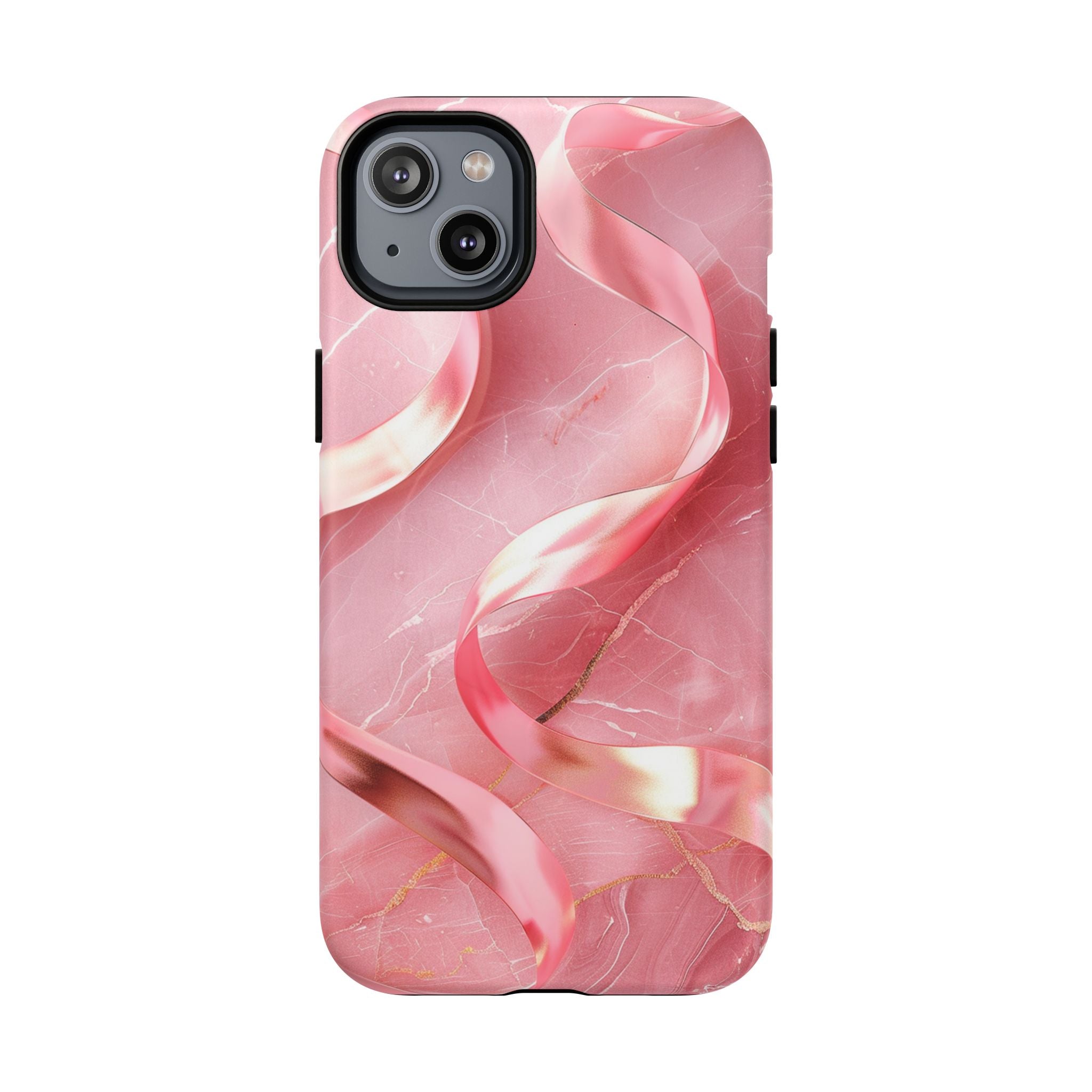 Pink Marble Tough Magnetic Phone Case — Abstract Rose Swirl Magnetic iPhone Cover
