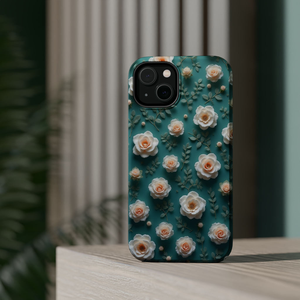 Floral Rose Pattern Magnetic Impact-Resistant Phone Case