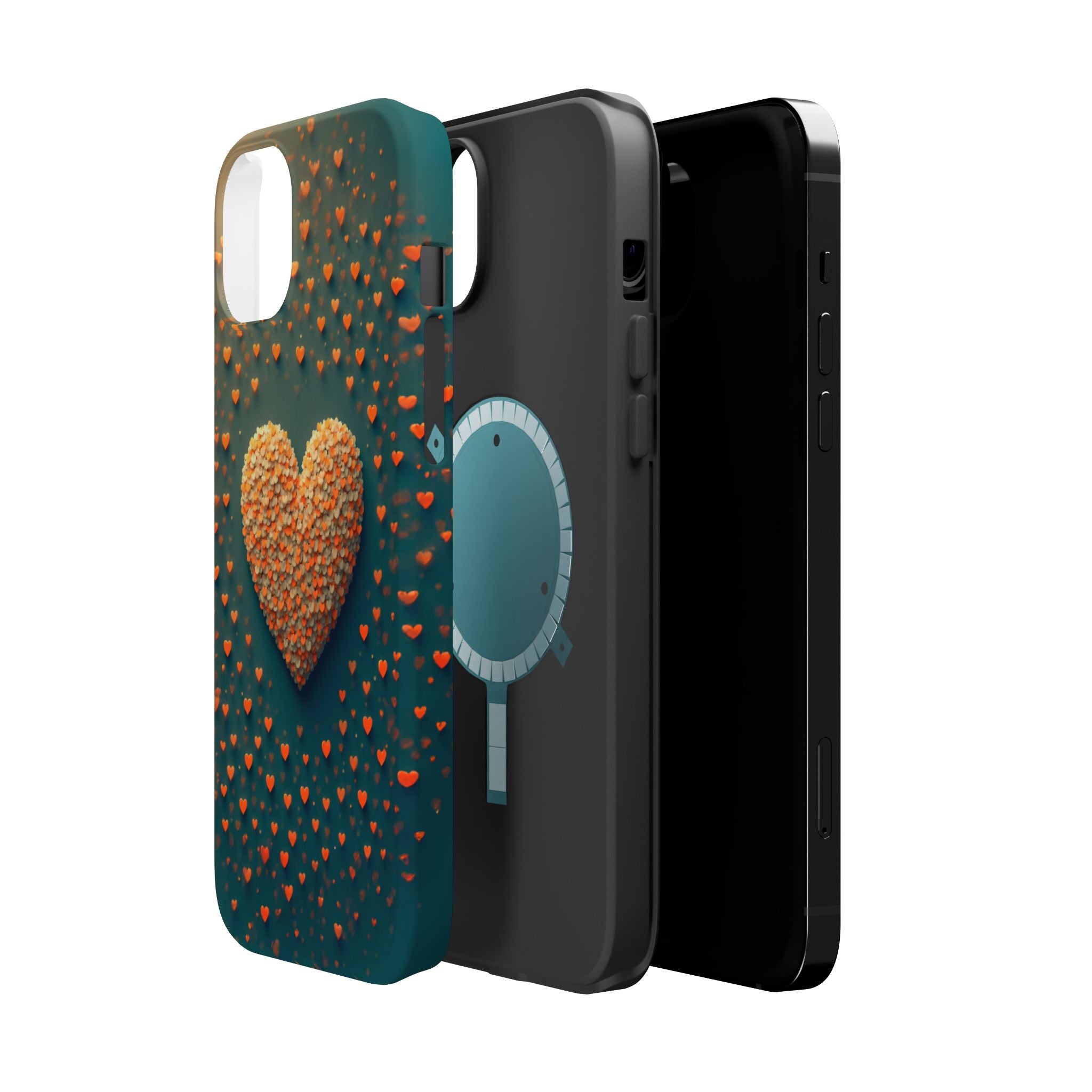 Magnetic Impact-Resistant Phone Case — Textured Heart Confetti Design