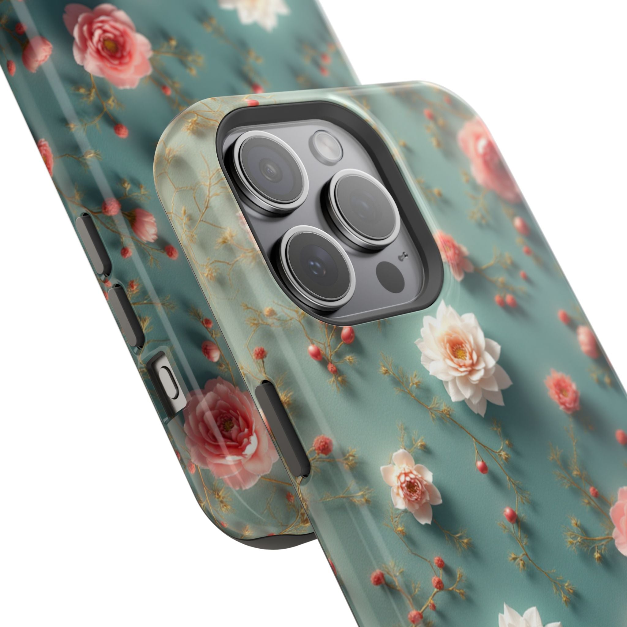 Floral Rose Pattern Magnetic Impact-Resistant Phone Case