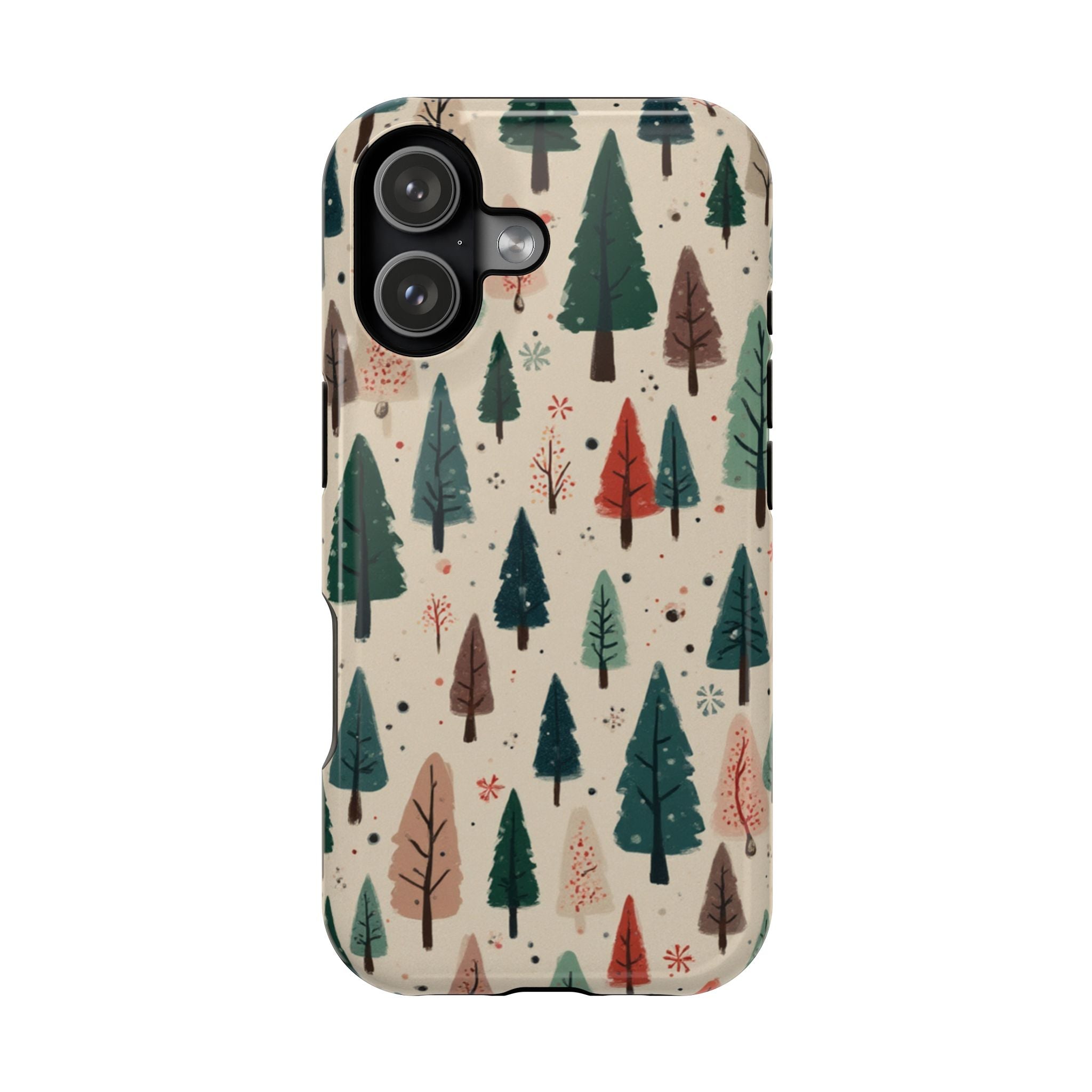 Forest Pattern Magnetic Impact-Resistant Phone Case — Winter Tree Design