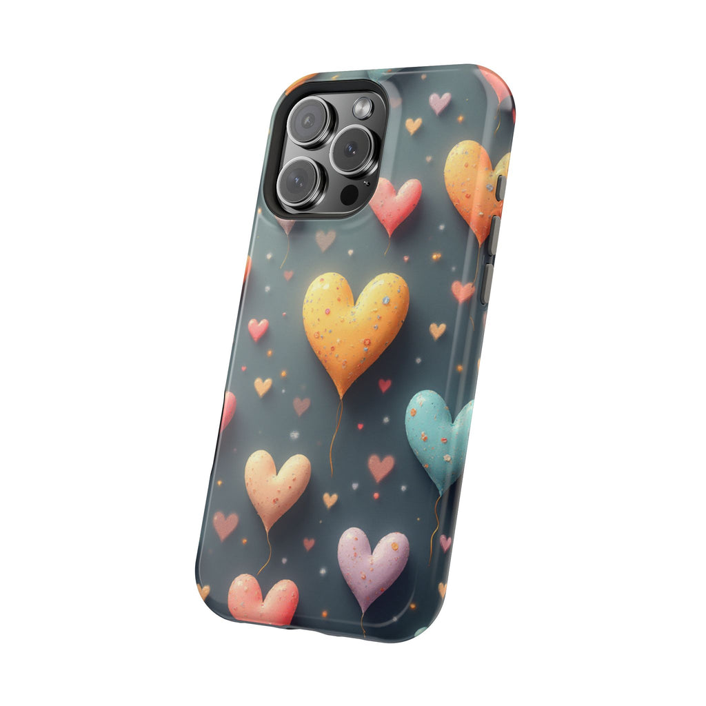 Magnetic Impact-Resistant Phone Case — Colorful Floating Heart Design