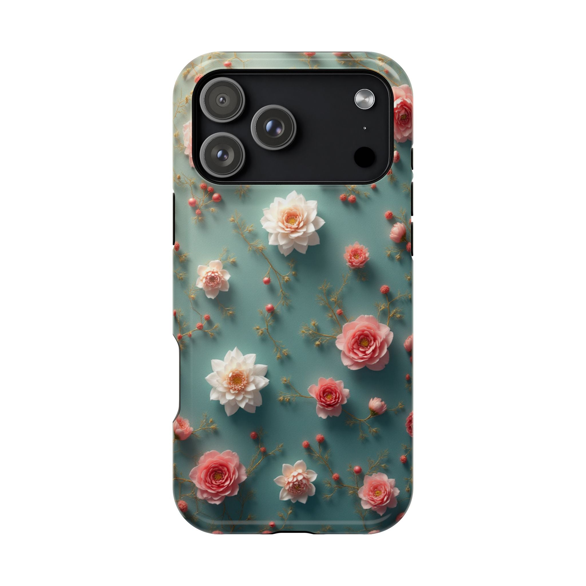 Floral Rose Pattern Magnetic Impact-Resistant Phone Case