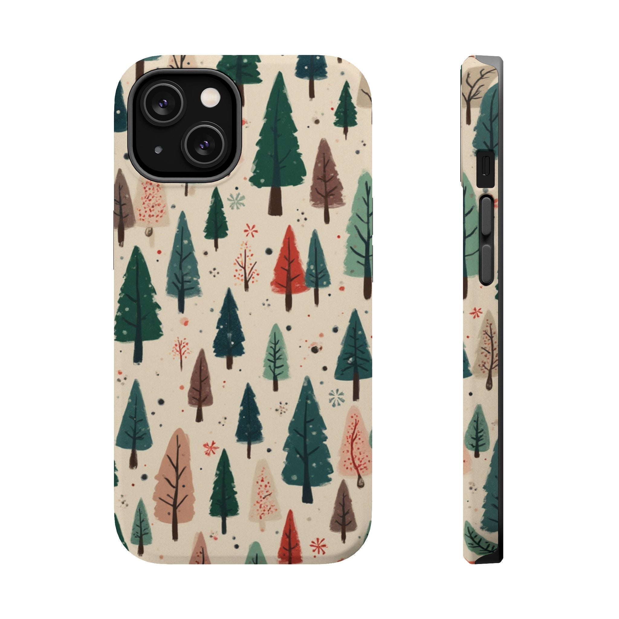 Forest Pattern Magnetic Impact-Resistant Phone Case — Winter Tree Design