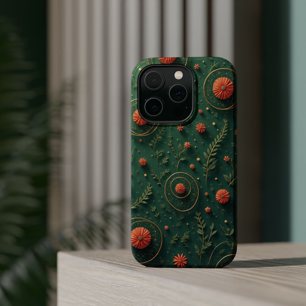 Floral Green Magnetic Impact Phone Case — Protective Botanical Design