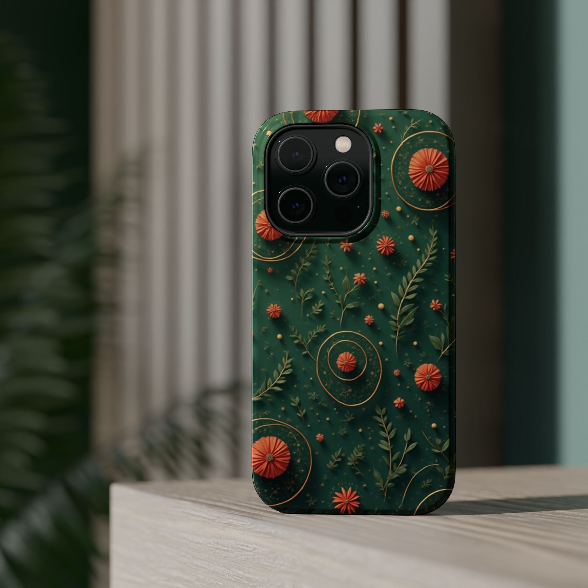 Floral Green Magnetic Impact Phone Case — Protective Botanical Design
