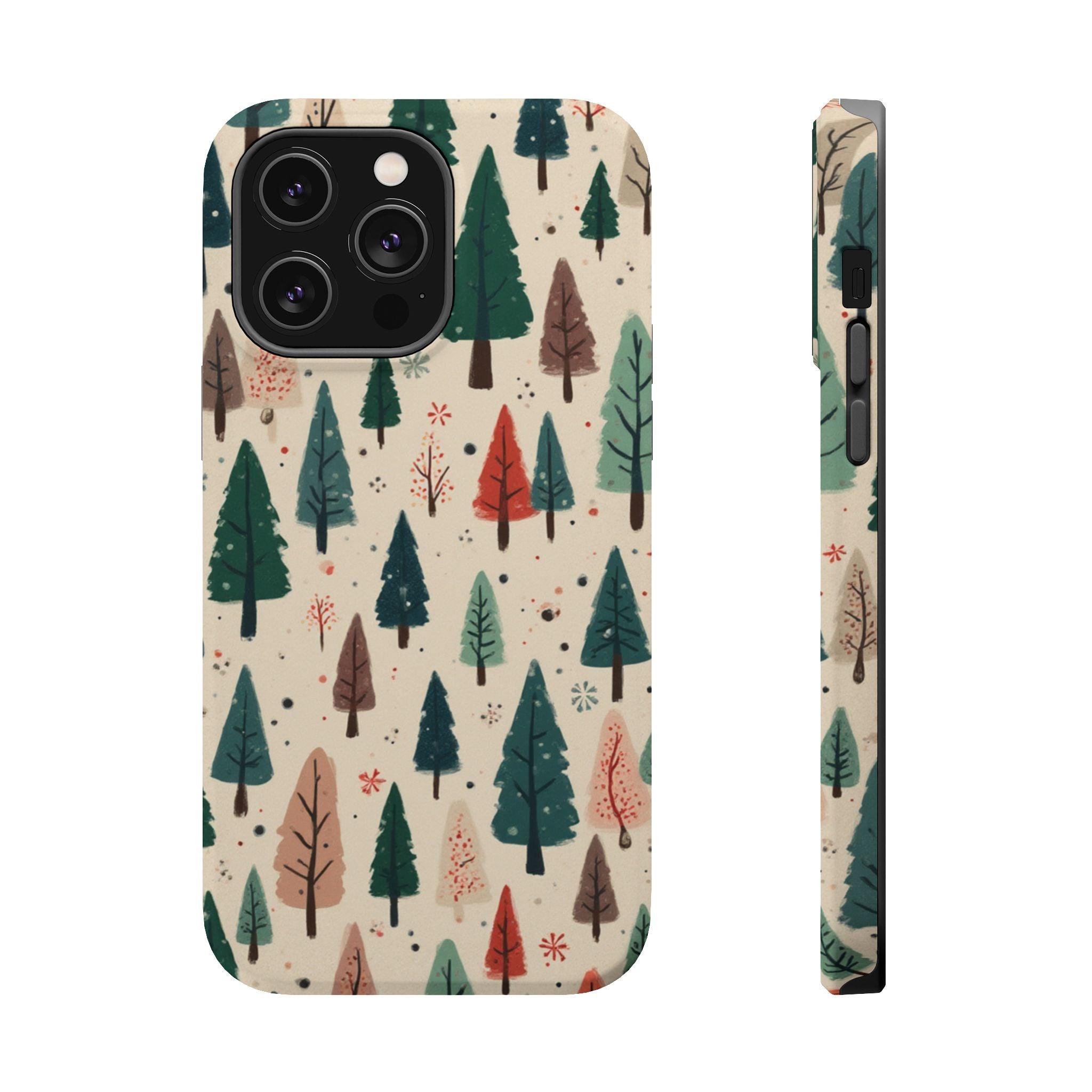 Forest Pattern Magnetic Impact-Resistant Phone Case — Winter Tree Design