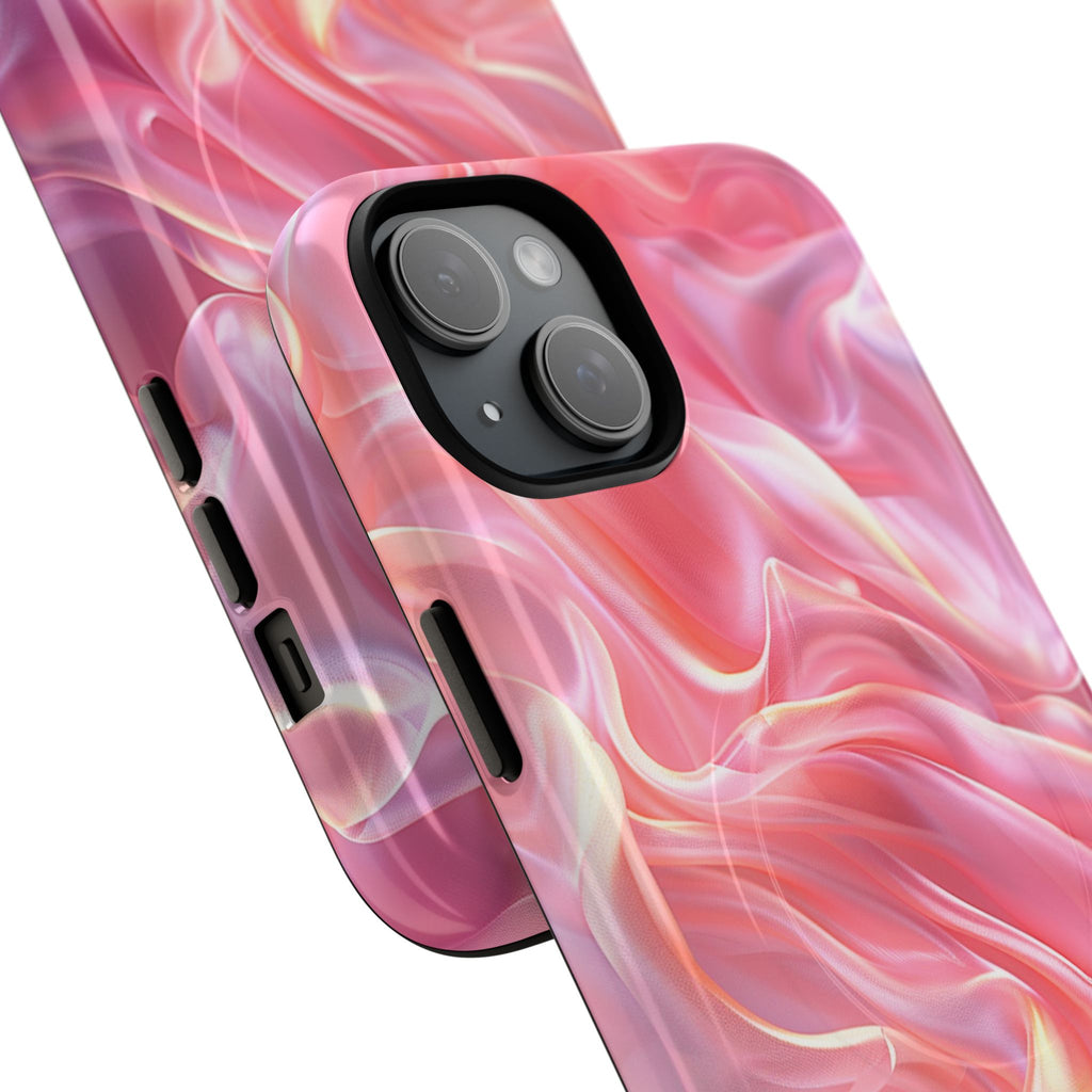 Pink Swirl Tough Magnetic Phone Case — Protective Magnetic iPhone Cover with Iridescent Marble Design