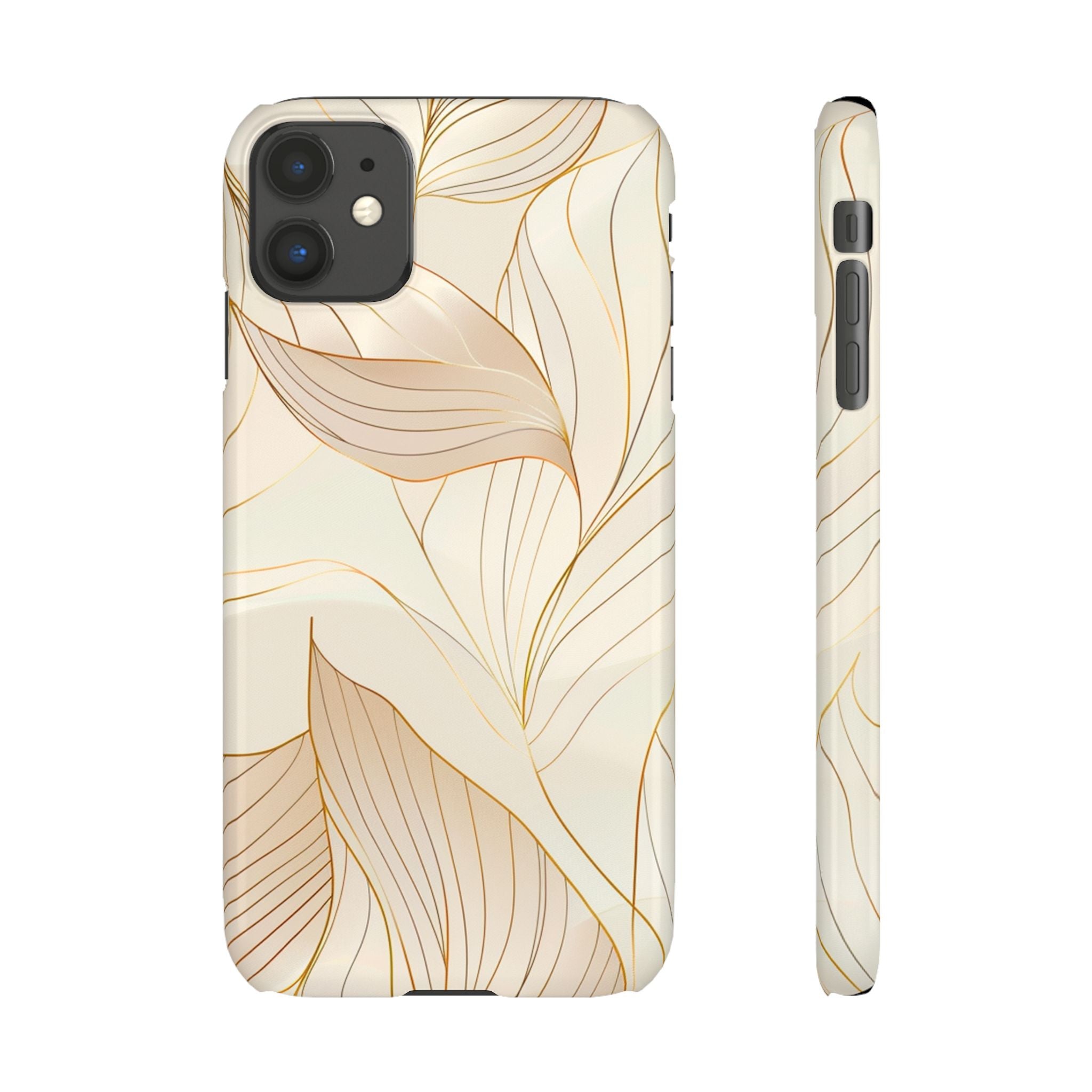 Floral Gold Leaf Phone Case — Elegant Neutral Botanical Snap Case