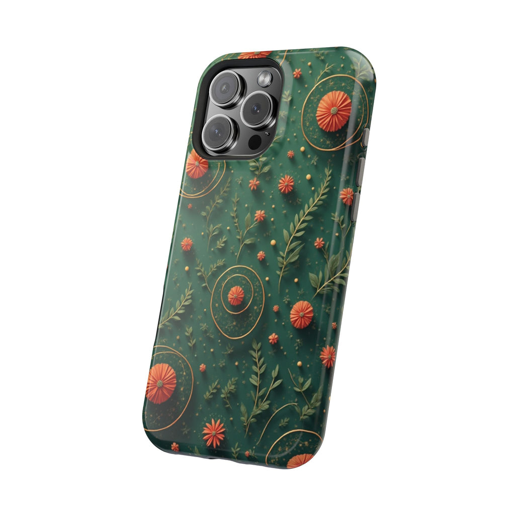 Floral Green Magnetic Impact Phone Case — Protective Botanical Design