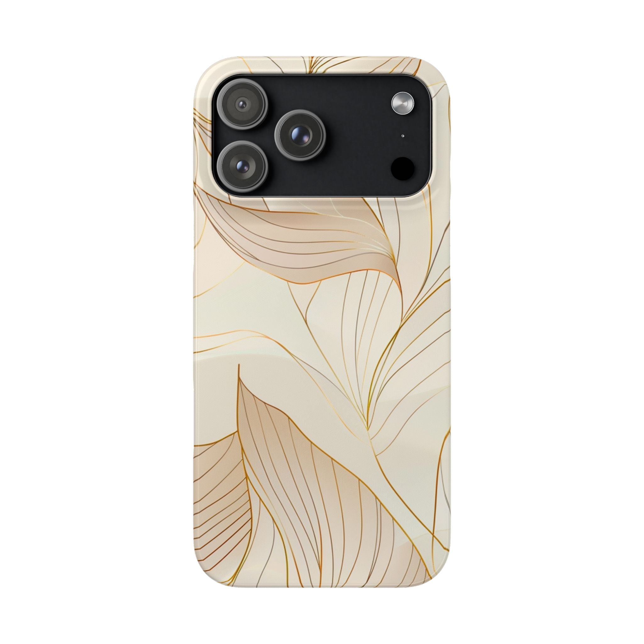 Floral Gold Leaf Phone Case — Elegant Neutral Botanical Snap Case